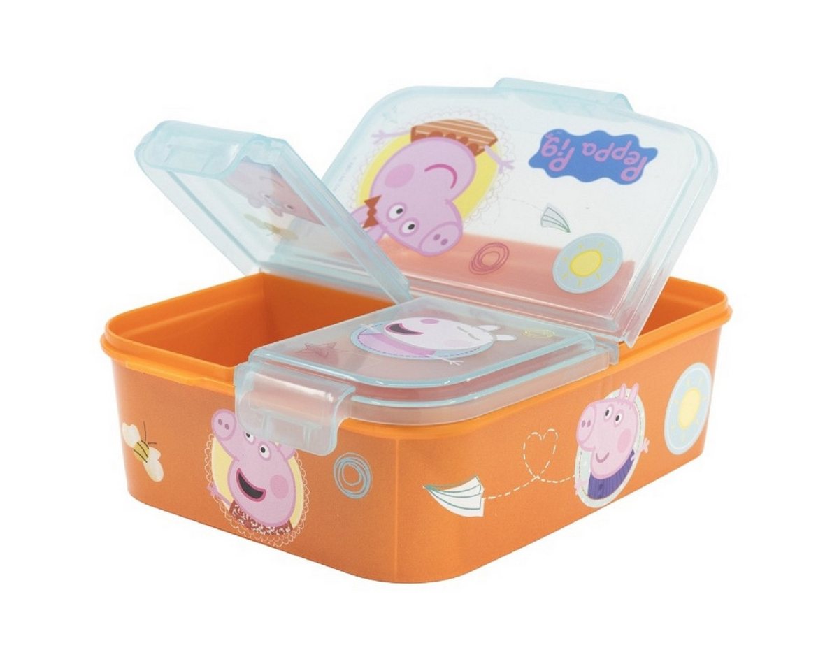 Stor Lunchbox Peppa Pig Kinder Brotdose Lunchbox 3 Fächern & tollem Design, (Set, 1x Deckel, 1x Lunchbox), Lunchbox