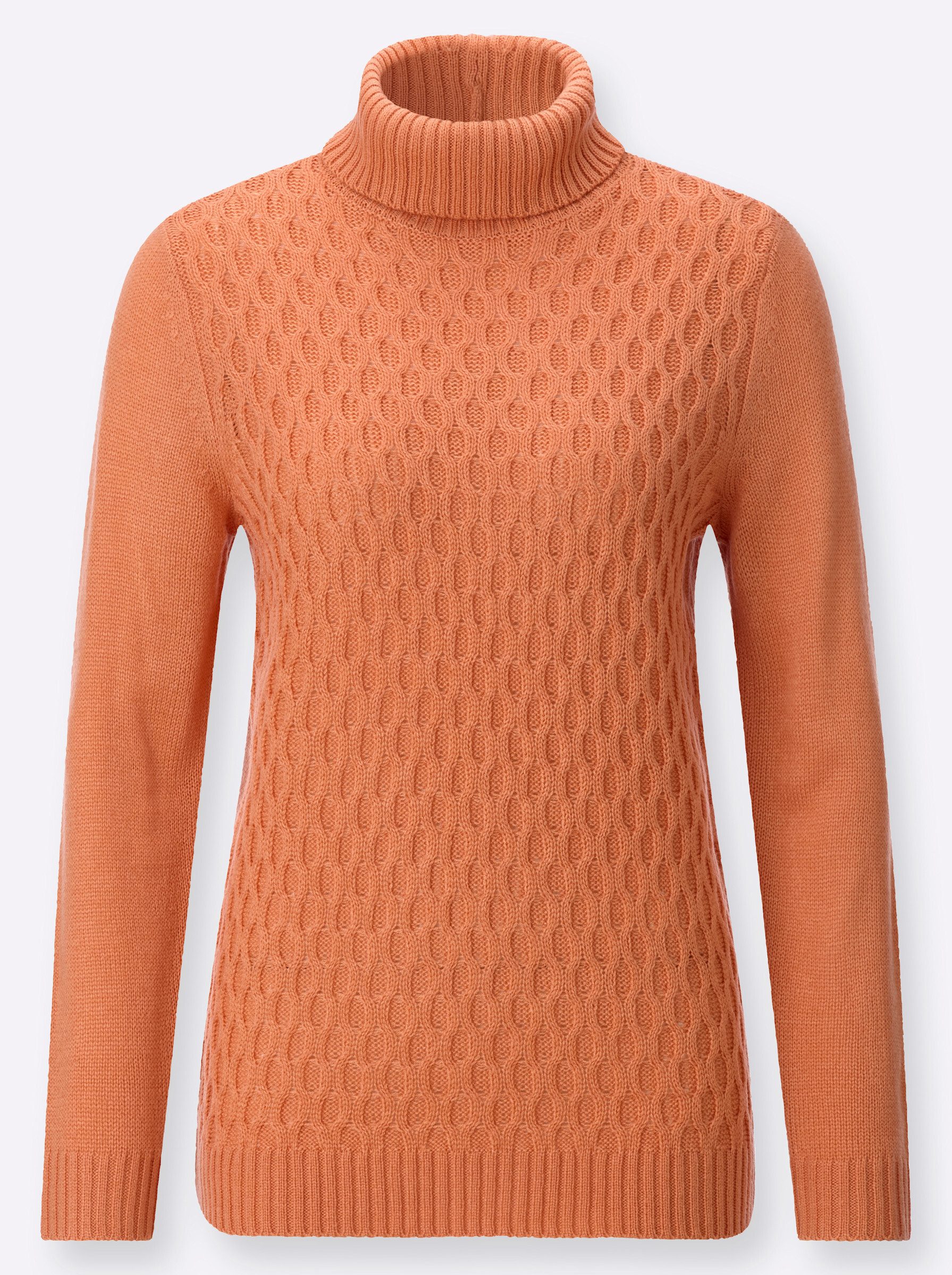 Strickpullover Rollkragen-Pullover Langarm Jersey