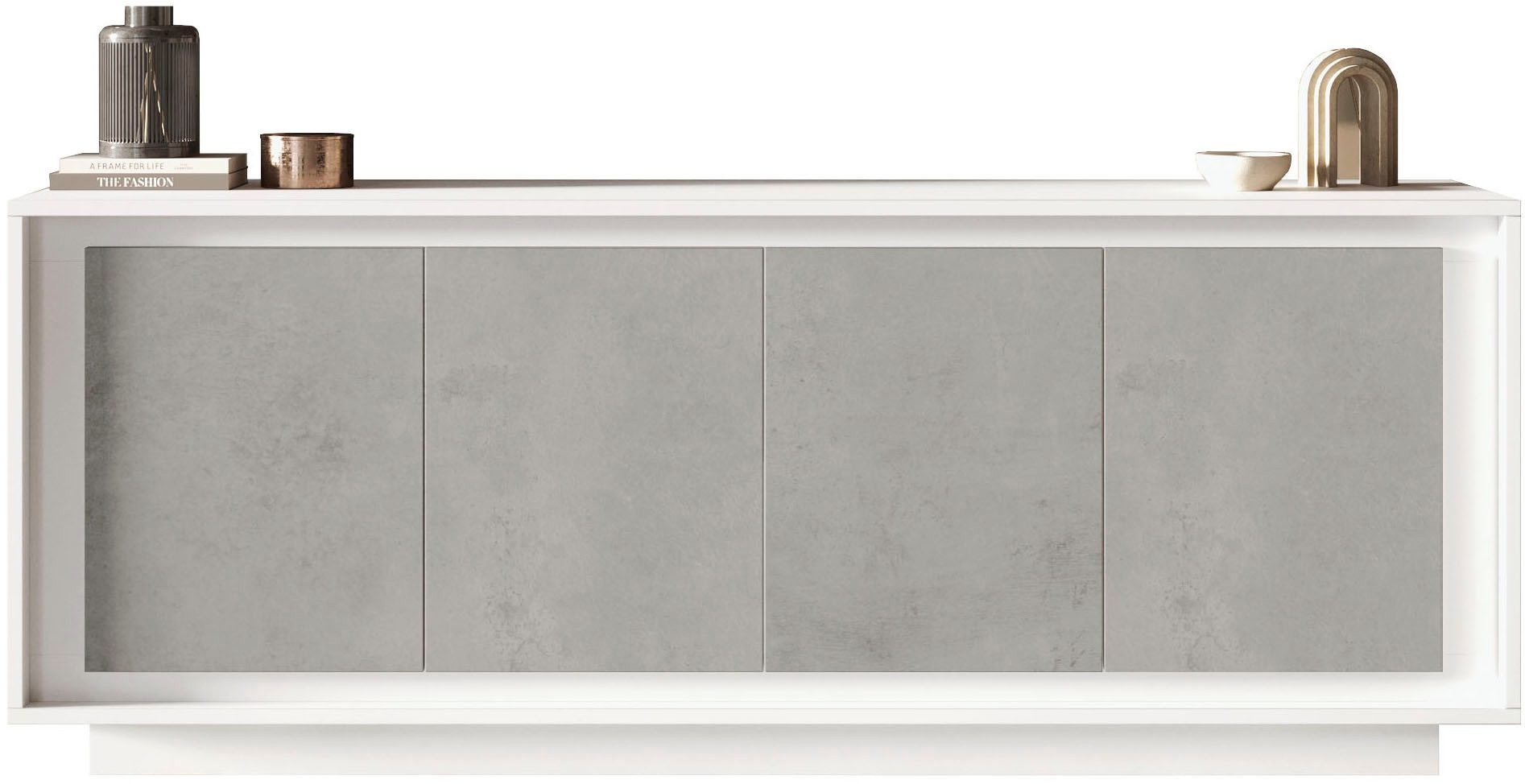 Home affaire Sideboard Sky, B/T 207/50 cm, Kommode/Anrichte/Stauraumschrank, 4 Türen, Softclosing, Korpus & Front 22 mm stark, Rahmen-Optik