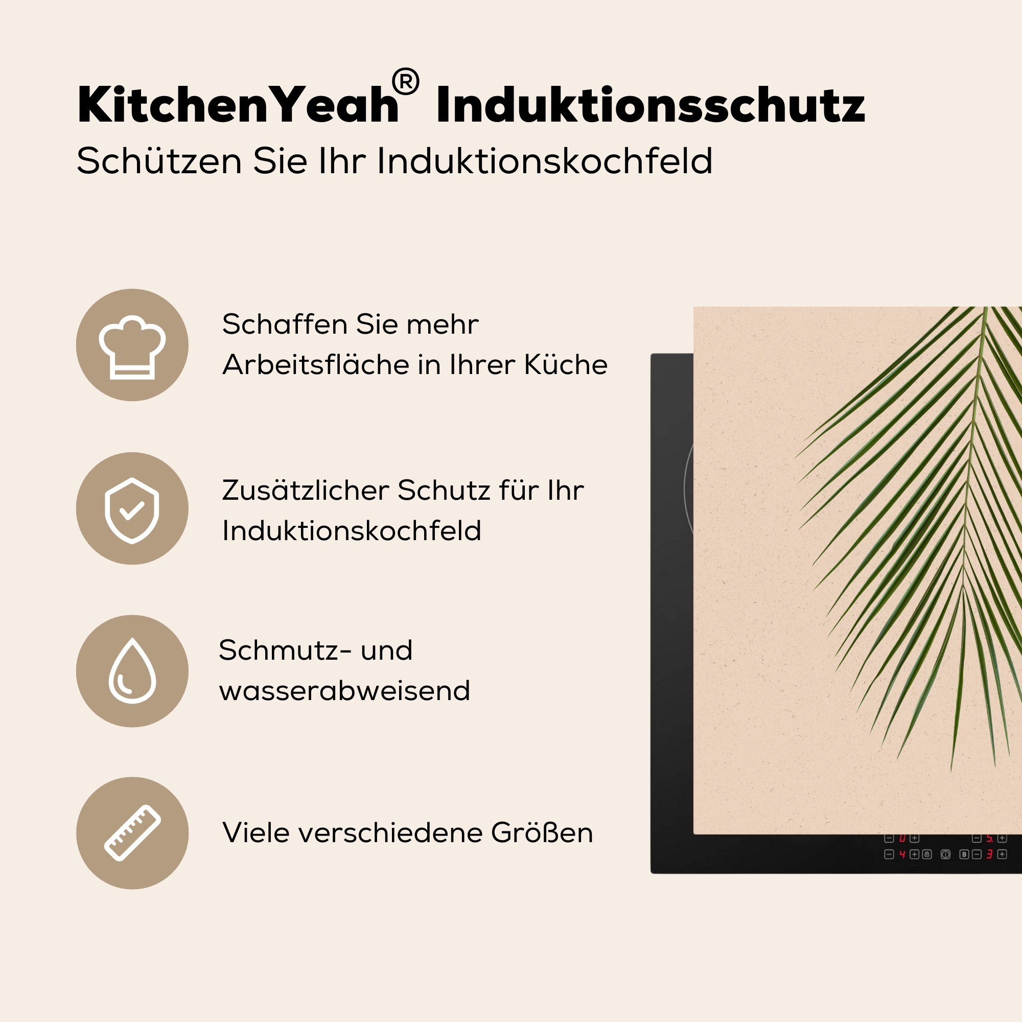 cm, Herdblende-/Abdeckplatte für MuchoWow Grün, Pastell küche Vinyl, 78x78 Arbeitsplatte - Sommer tlg), Ceranfeldabdeckung, - Blätter (1 -