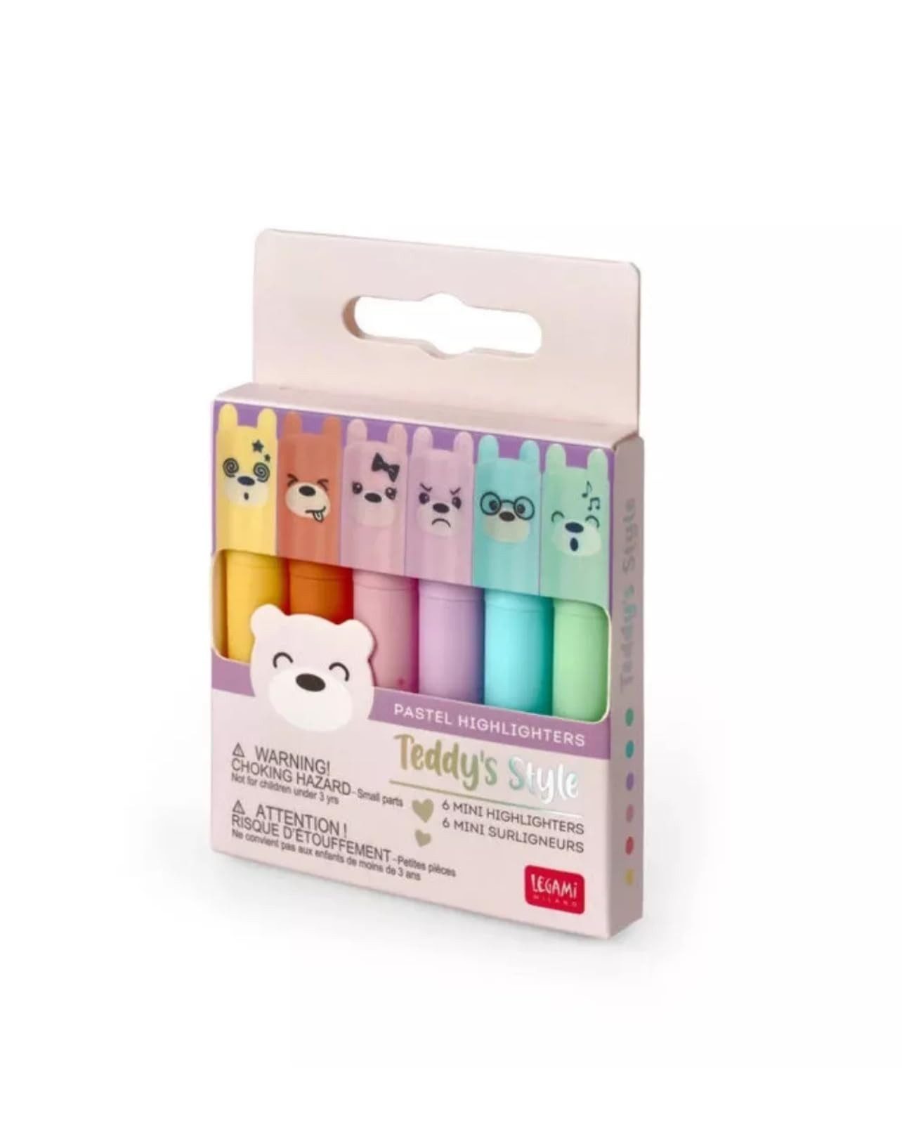 Legami Filzstift Set mit 6 Mini-Textmarkern, 1 x 7,5 cm, Mehrfarbig, Zum präzisen Unterstreichen und Markieren
