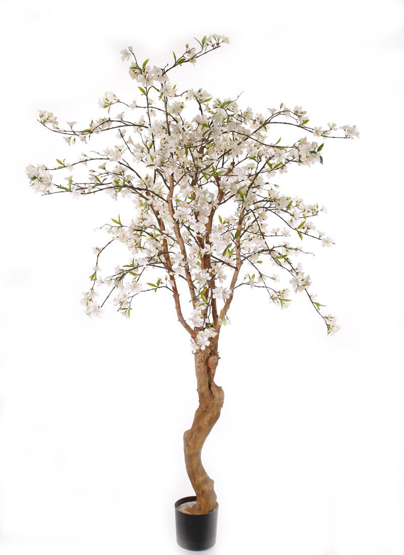 Kunstbaum Kunst Apfelbaum KLEO, Kunststamm, Blüten, crossdoor, Creme, 180cm Apfel, artplants, Höhe 180.0 cm