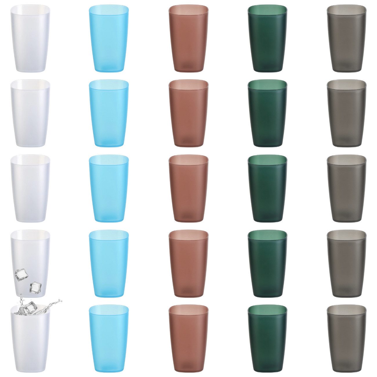 Engelland Becher Plastikbecher, Trinkbecher, 400 ml, 25-tlg., Kunststoff, BPA-frei, bruchfest, Frostoptik, stapelbar, wiederverwendbar, Mehrweg