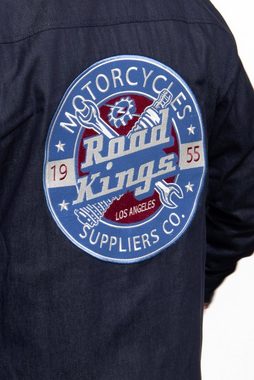 KingKerosin Funktionshemd Road Kings aus robustem Denim mit Stickerei