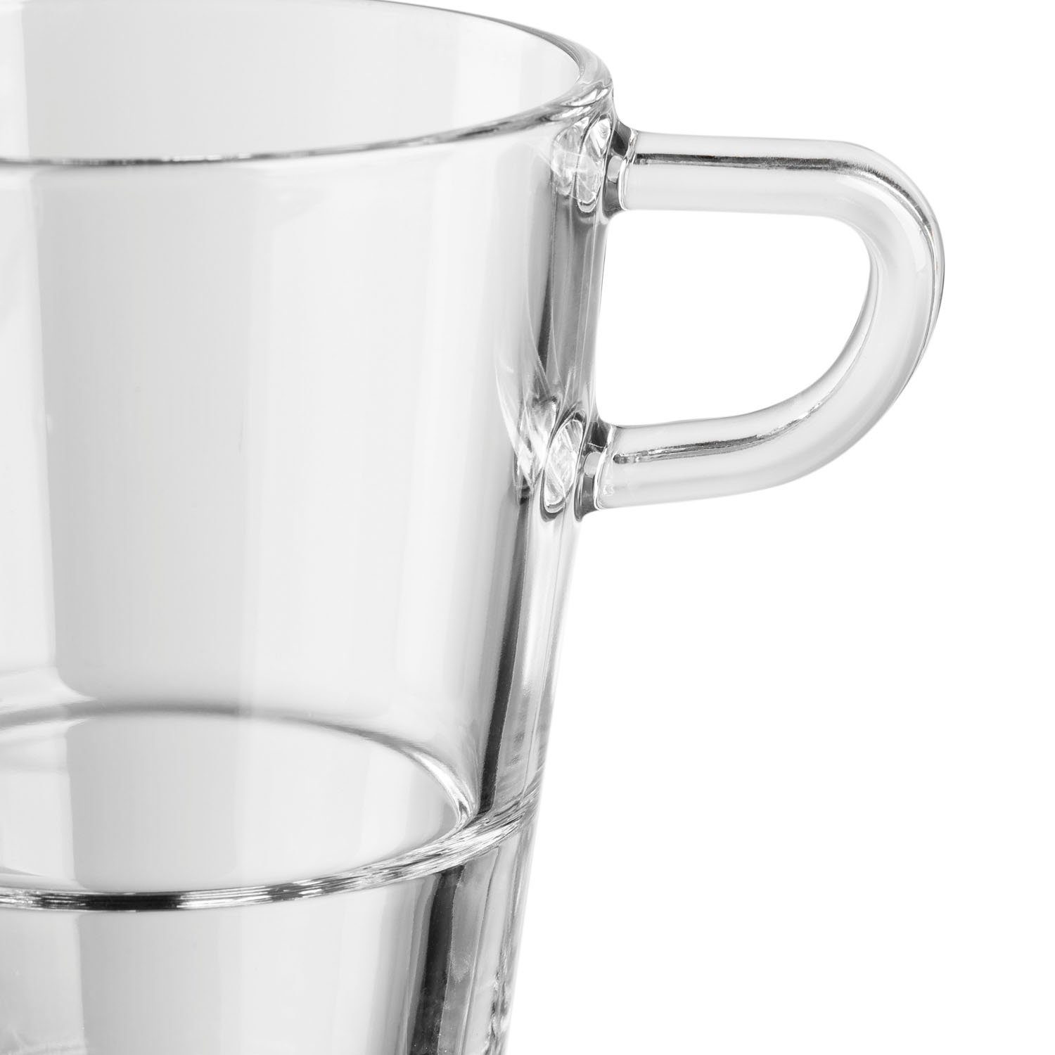 LEONARDO Latte-Macchiato-Glas SENSO, 4-tlg., Edelstahl, Glas, Set bestehend aus 2 Tassen und 2 Löffel