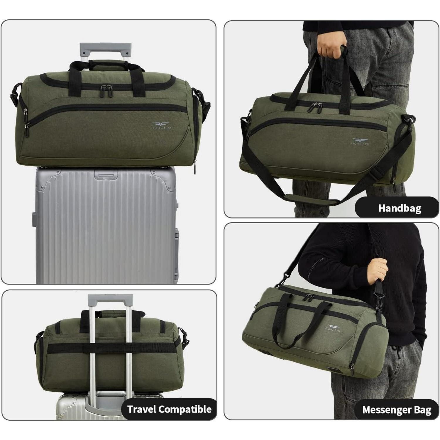 LuxusKollektion Sporttasche Sporttasche 50L Damen Herren Schuhfach Nassfach 50l armeegrün