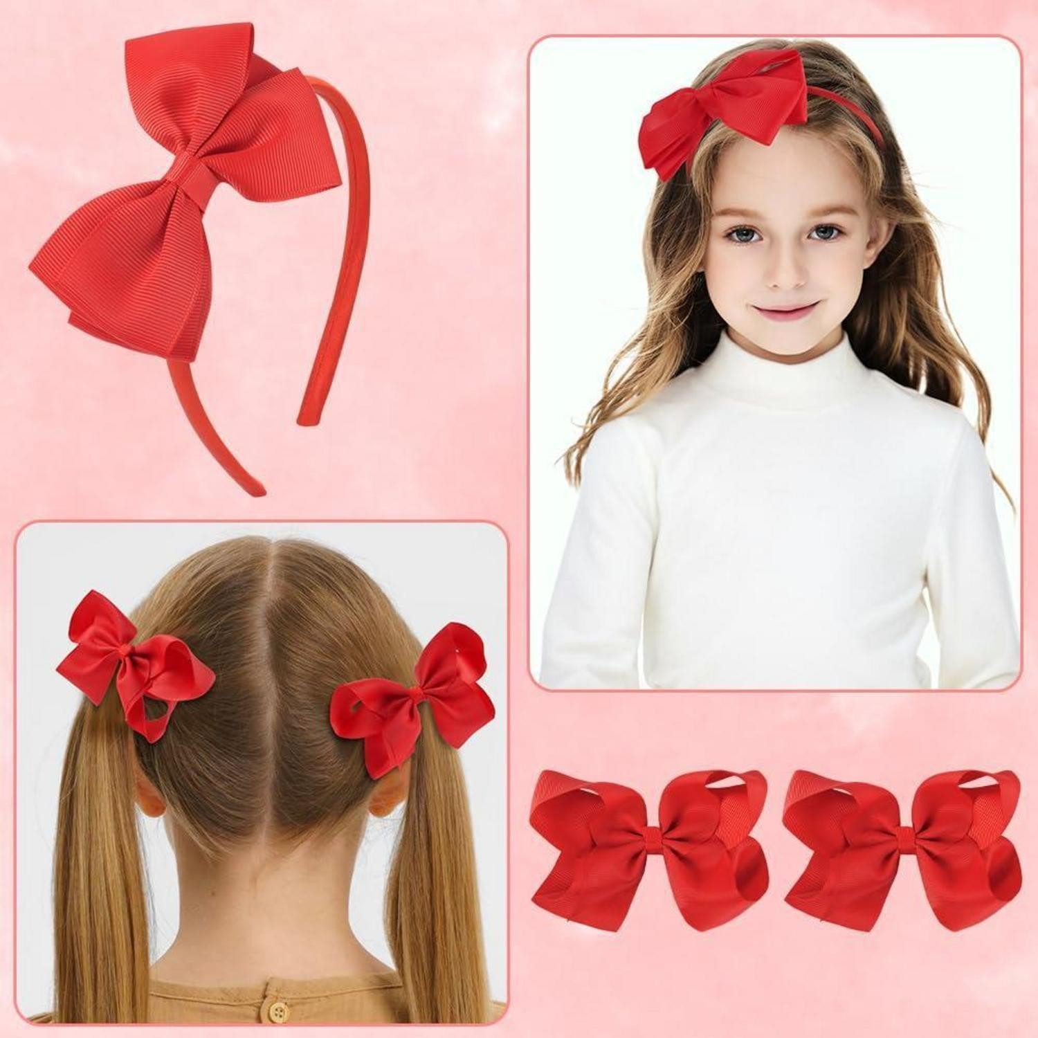 LuxusKollektion Haarspange Haarspangen Set Mädchen 77tlg Rot Schleifen Haarreif