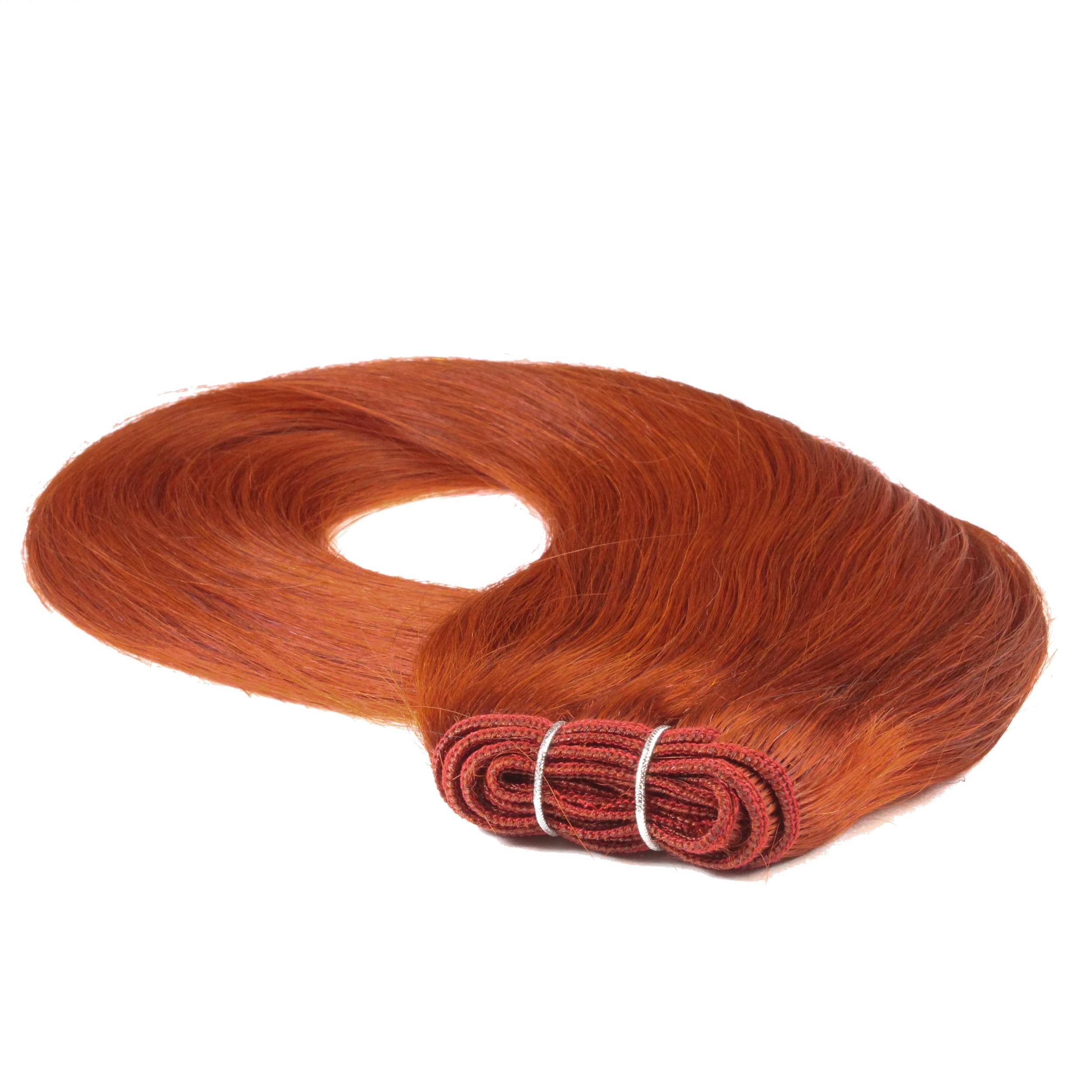 hair2heart Echthaar-Extension Glatte Echthaartresse #8/43 Hellblond Rot-Gold 40cm
