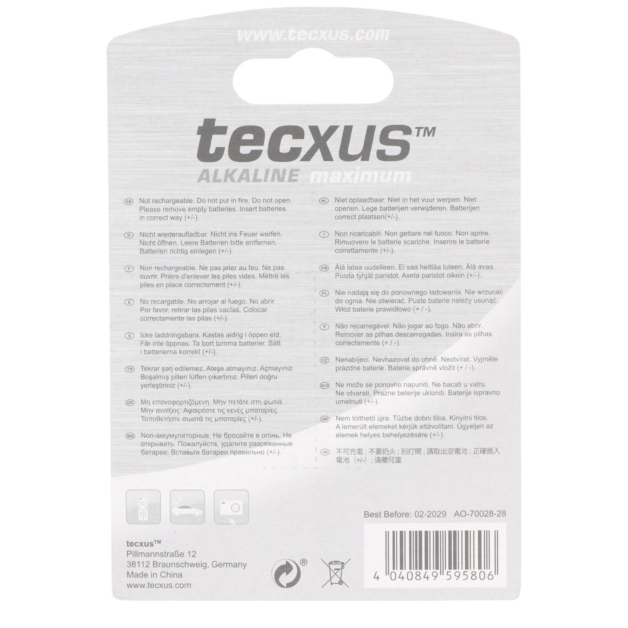- Batterie Tecxus LR23 Alkali-Mangan tecxus V Batterie (Alkaline), 12