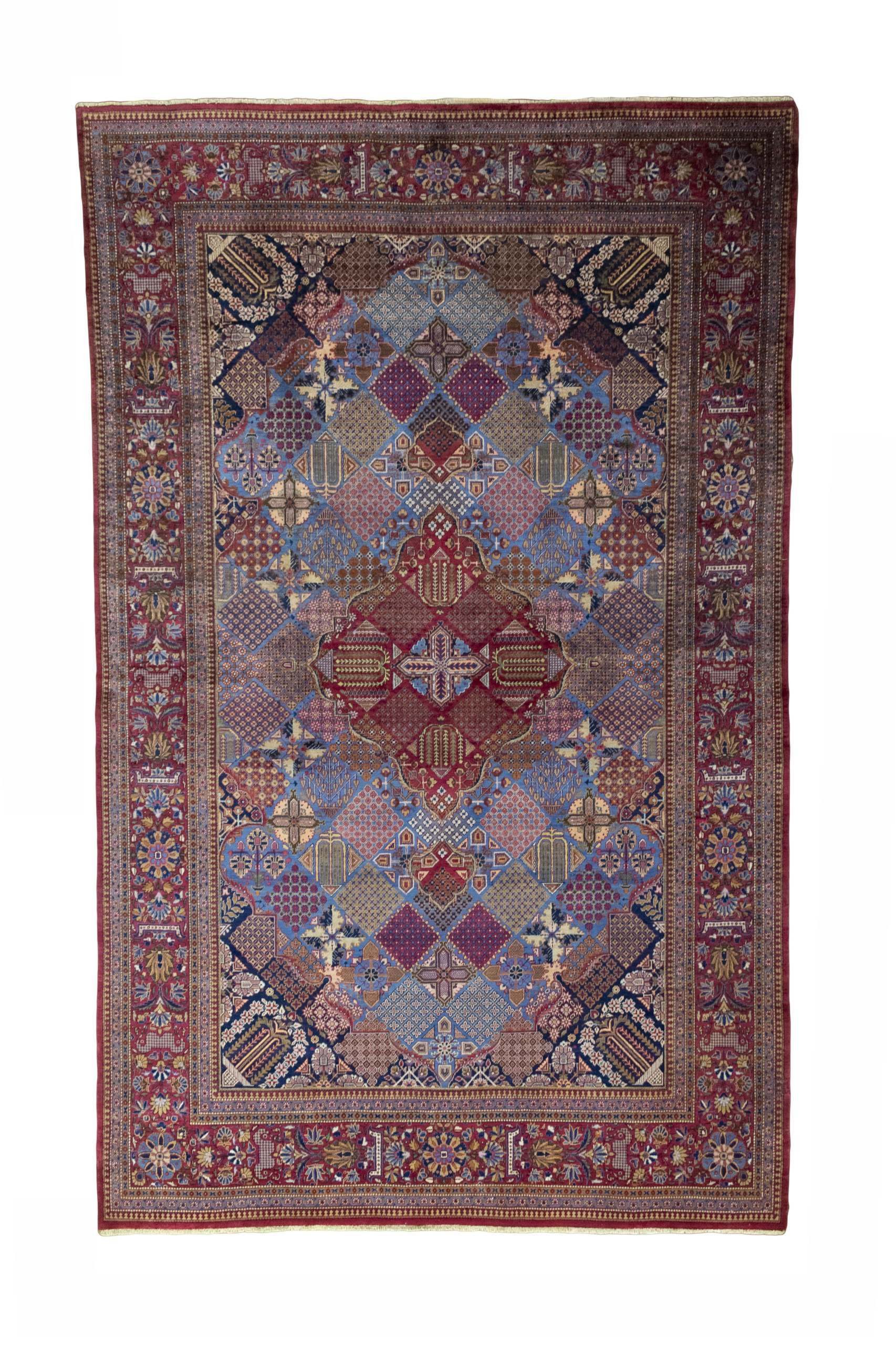 CABBEL Orientteppich 211x131 cm Perser Kashan Blau Seide Handgeknüpft Klassisch Unikat, rechteckig, Höhe: 5 mm, 100% Seide – edel, glänzend, hohe Knüpfdichte