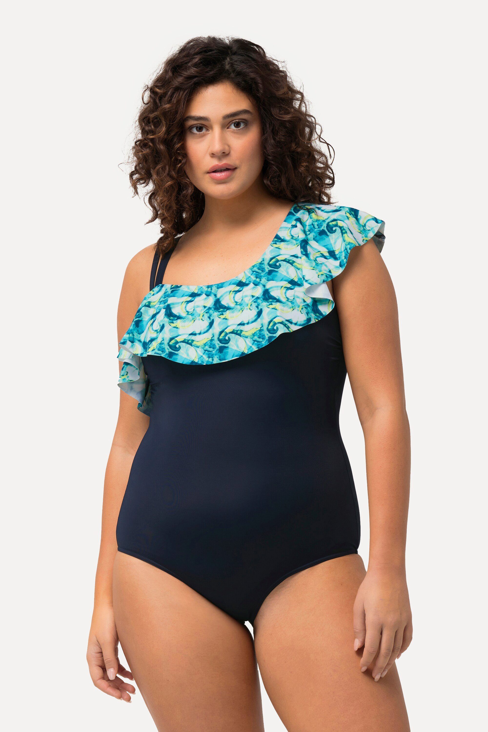 Ulla Popken Fabienne Fabienne – One-Shoulder Bloesem Print, Dames Zwempak Uit Één Stuk, Modieus En Strak Ulla Popken Badpak