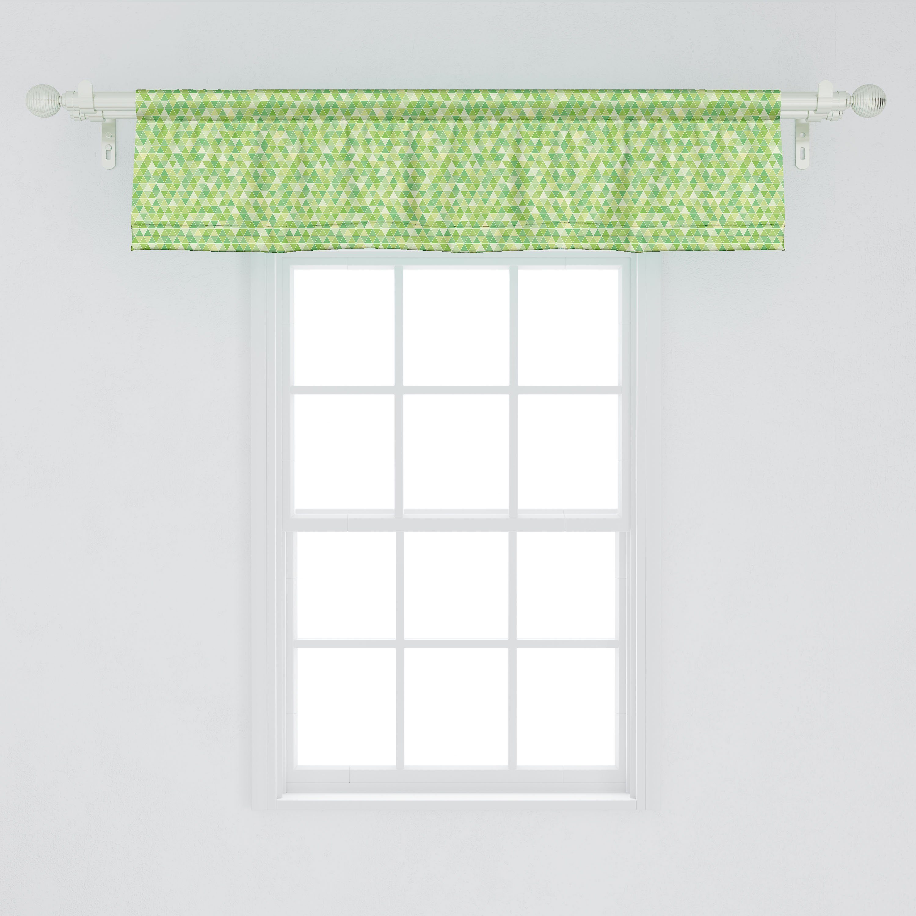 Scheibengardine Vorhang Volant Schlafzimmer Green Stangentasche, mit Triangles Dekor Lime für Abakuhaus, Küche Pyramiden Microfaser
