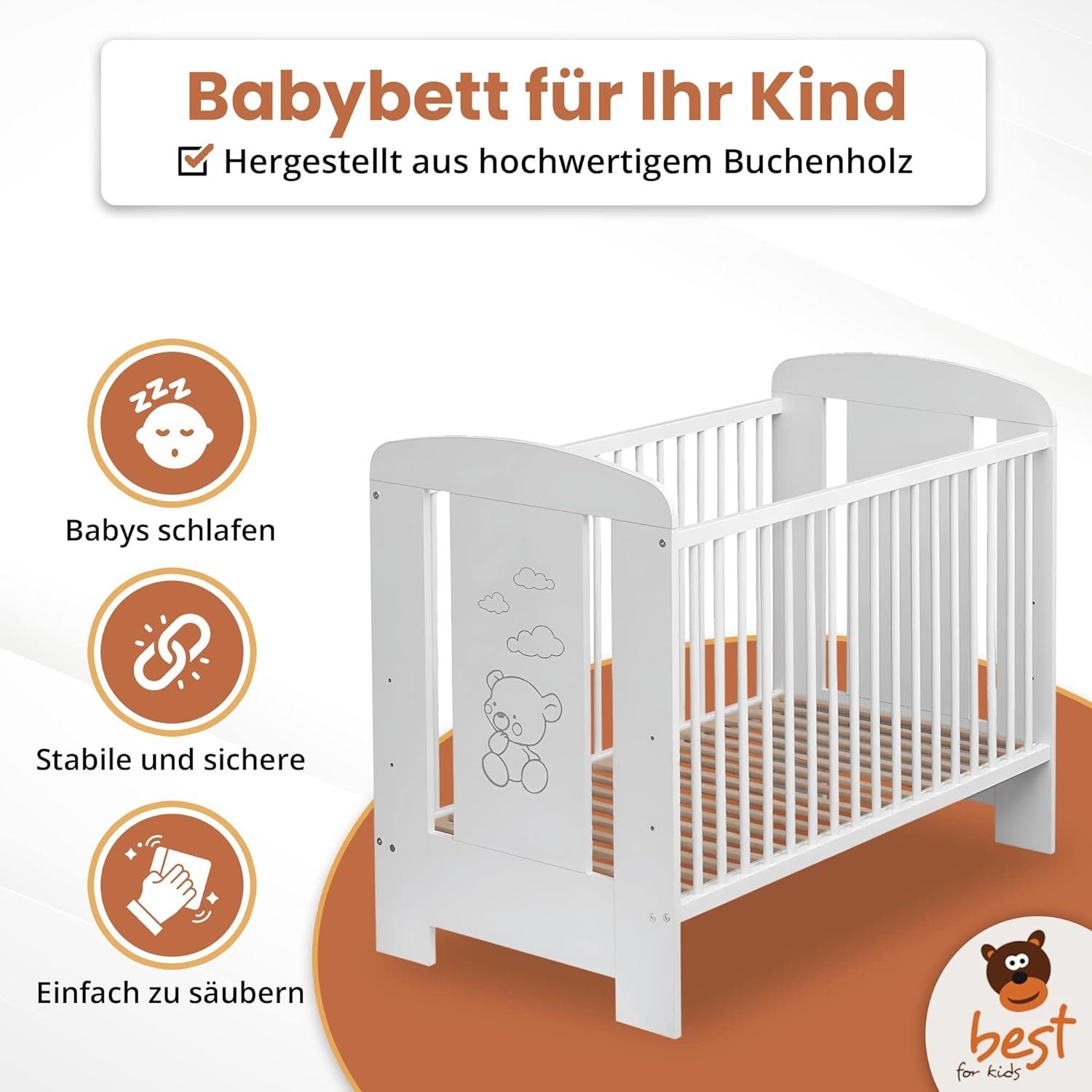 Best for Kids Babybett Kinderbett Gitterbett günstig online kaufen