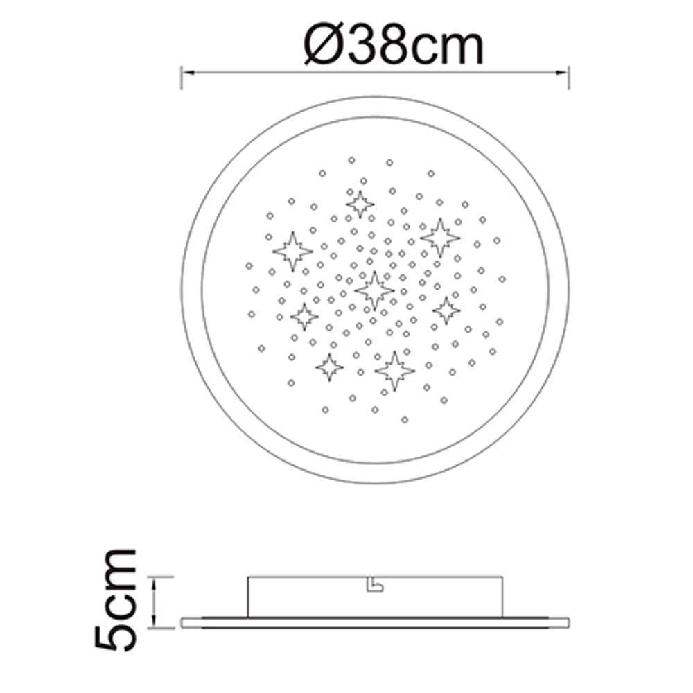 LED-Leuchtmittel Deckenleuchte verbaut, weiß Stern-Stanzungen Farbwechsel, mit LED Warmweiß, etc-shop dimmbar Neutralweiß, Schirm fest Kaltweiß, Tageslichtweiß, LED Deckenleuchte,