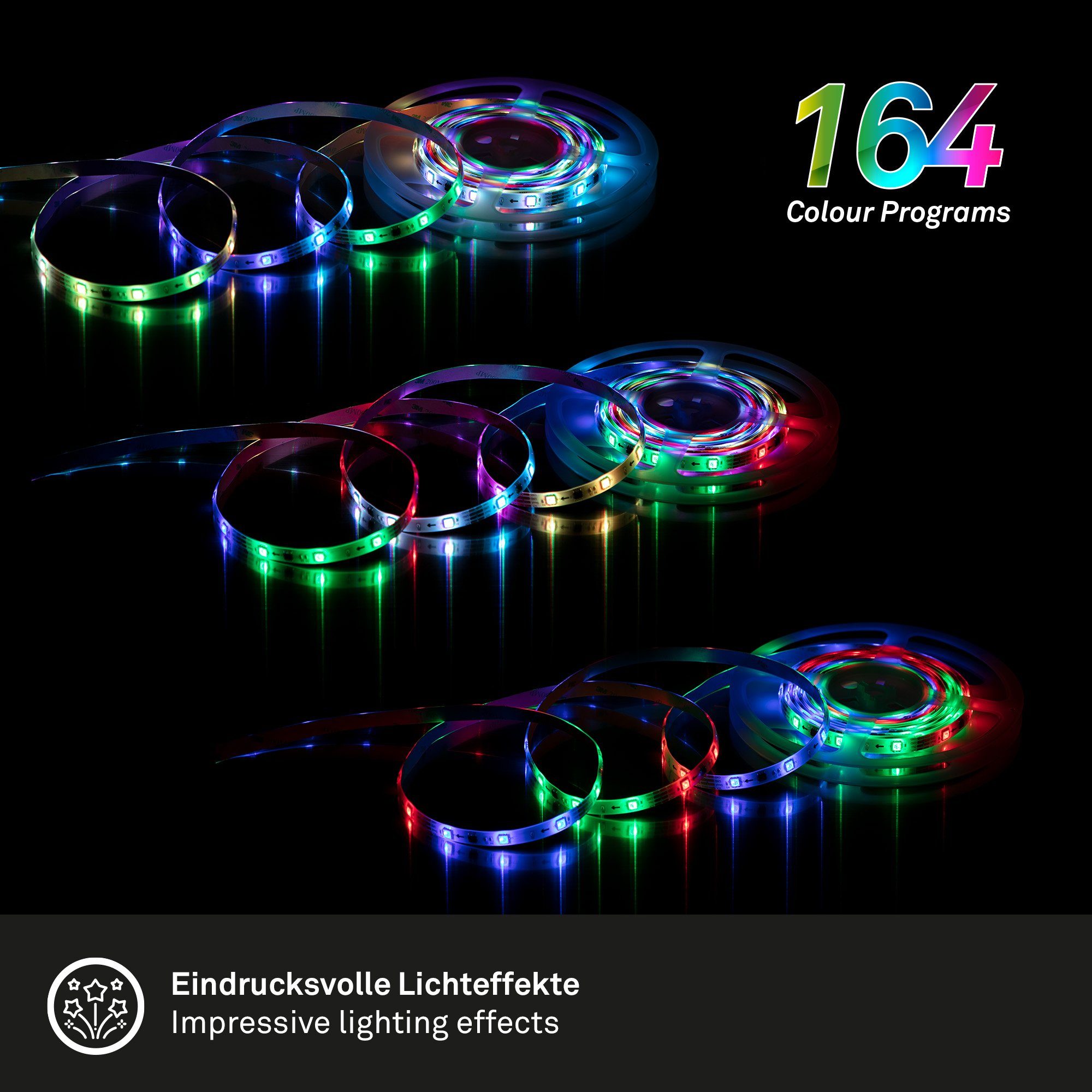 RGB, Fernbedienung, 1,5 LED Stripe, 150-flammig, 5m, Zuleitung m, dimmbar, weiß Briloner Leuchten