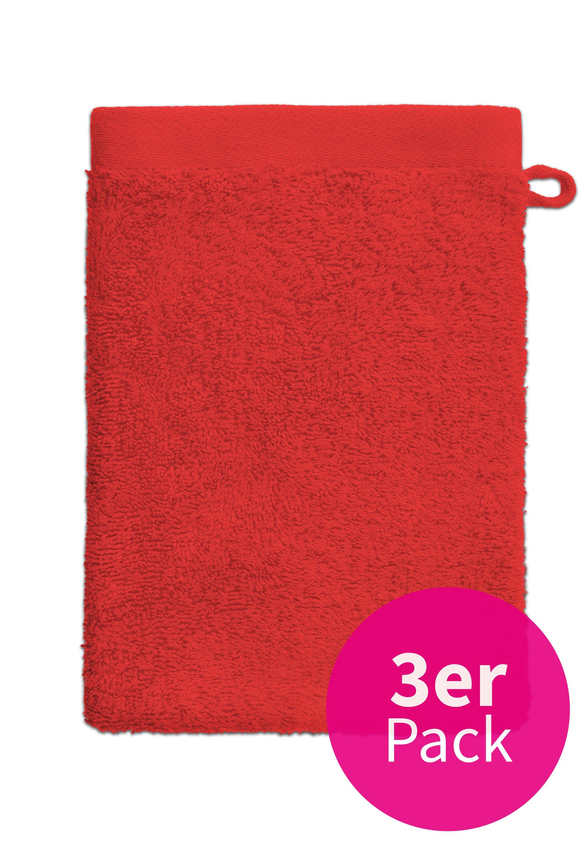 grace grand spa Waschlappen Absolut (3-tlg), mit breiter Webbordüre rot