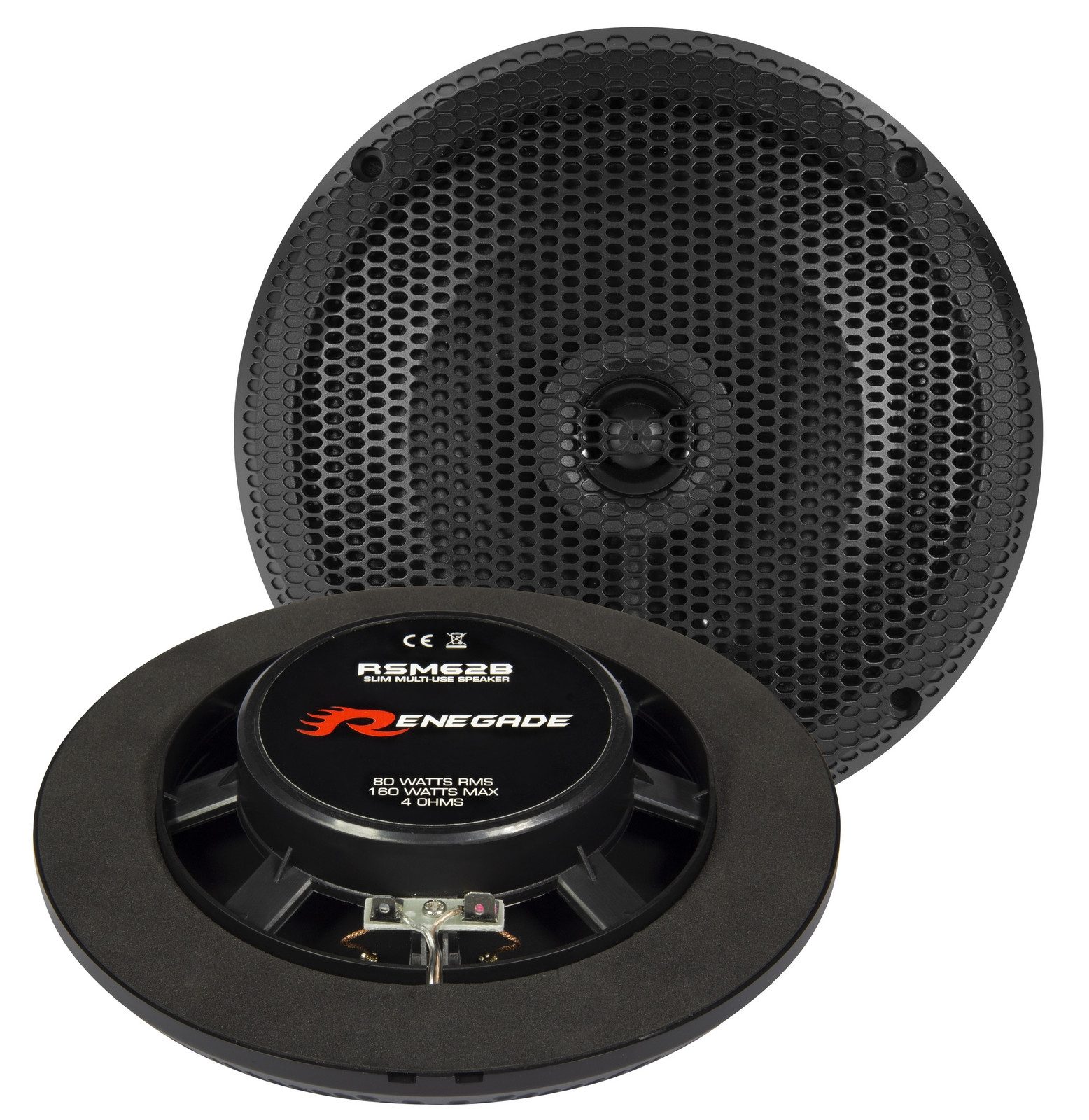 Renegade RSM62B Marine 2-Wege Koax Lautsprecher 16,5 cm, schwarz Auto-Lautsprecher