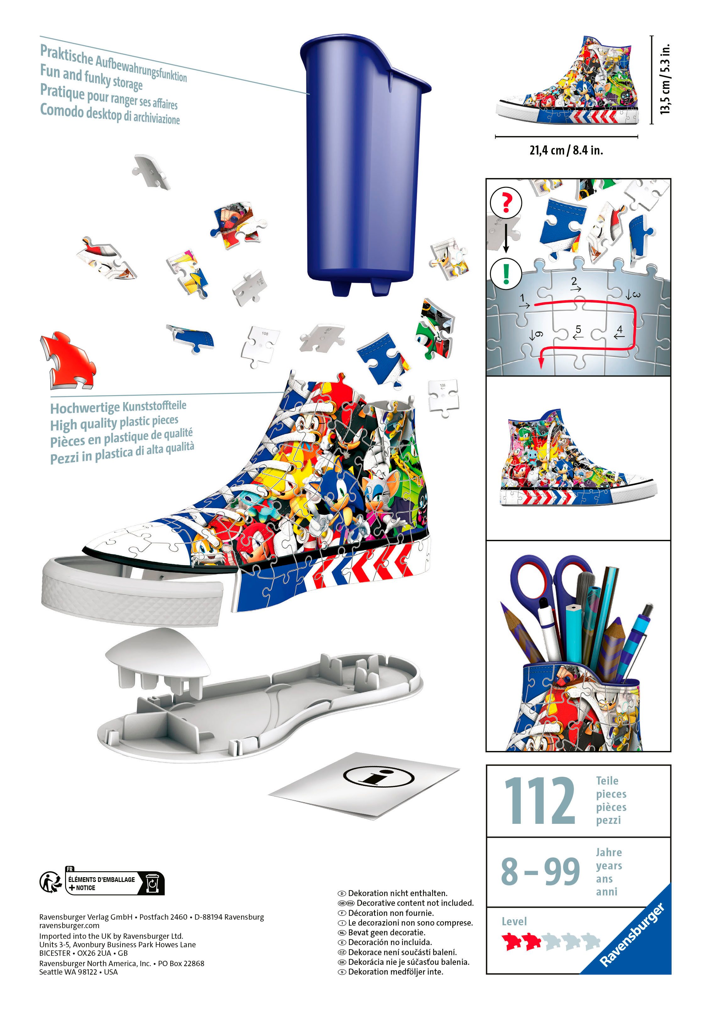 Ravensburger Puzzle Sneaker Sonic the Hedgehog, 108 Puzzleteile, Made in Eu günstig online kaufen