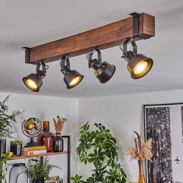 hofstein Deckenleuchte moderne Deckenlampe aus Metall/Holz in Schwarz/Dunkelbraun, ohne Leuchtmittel, Deckenleuchte mit verstellbaren Schirmen, 4x GU10 ohne Leuchtmittel