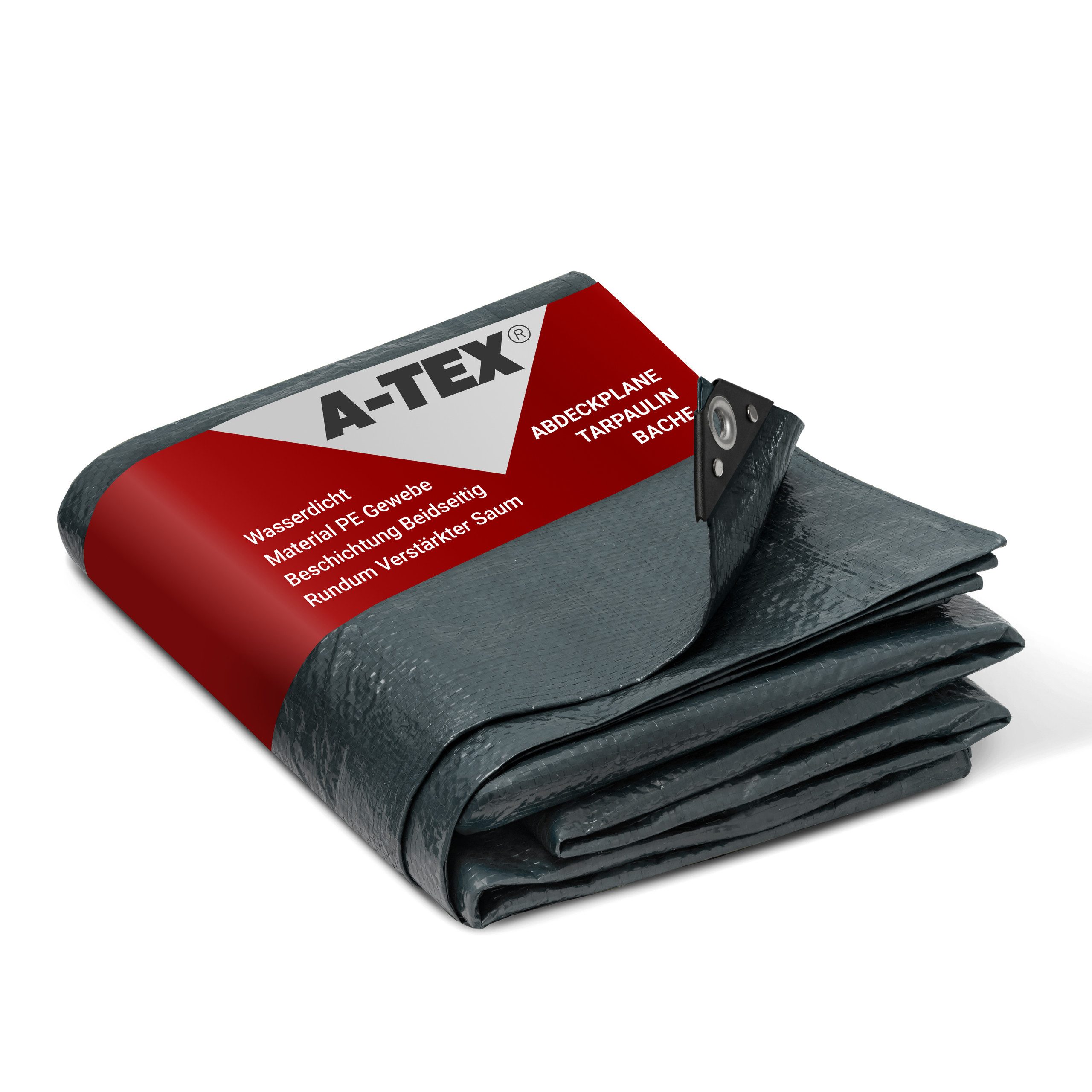 A-TEX® Schutzplane Abdeckplane Gewebeplane Plane mit Ösen 90 g/m² grau 2 x 3 m