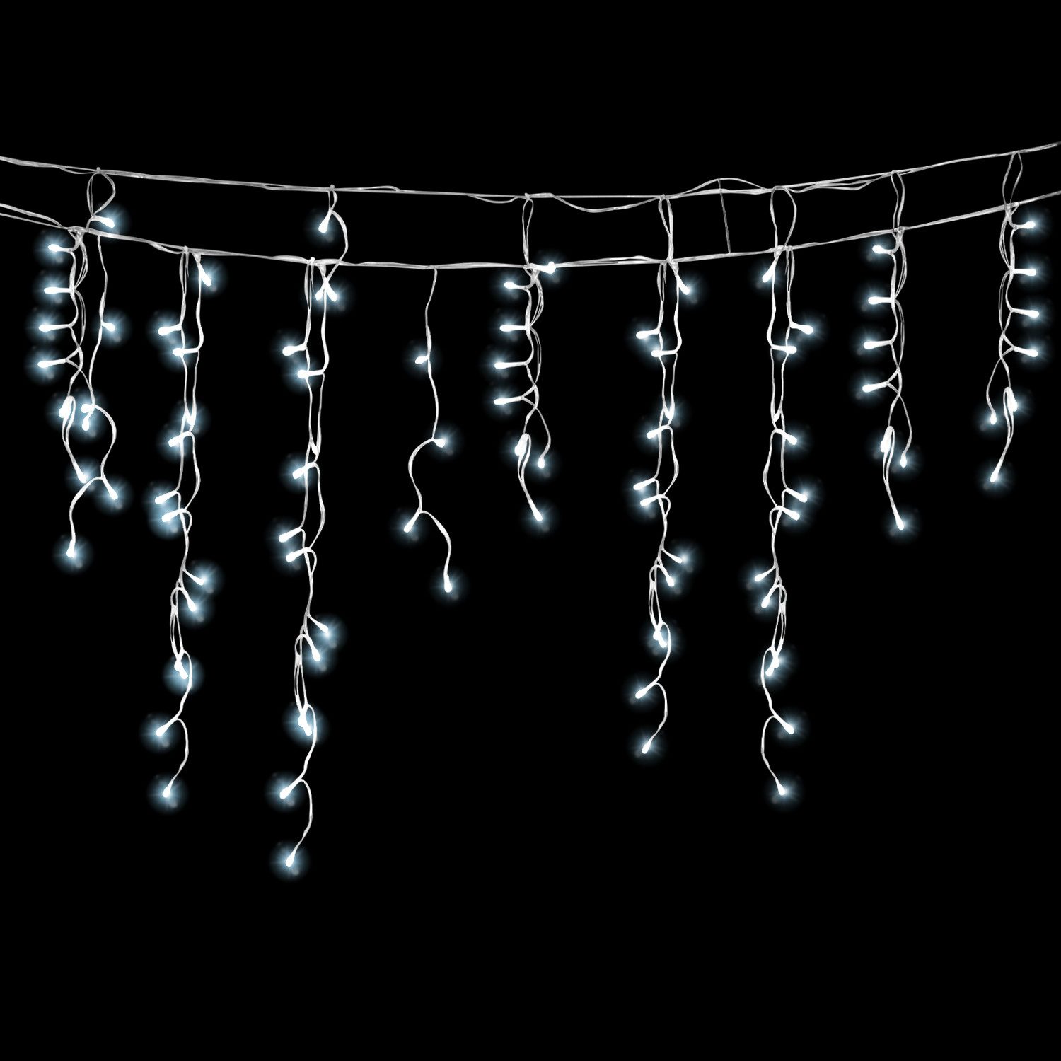 Clanmacy LED-Lichterkette LED Eisregen Lichterkette Eiszapfen 200LEDs Weihnachtsdeko Außen Innen, Weihnachten