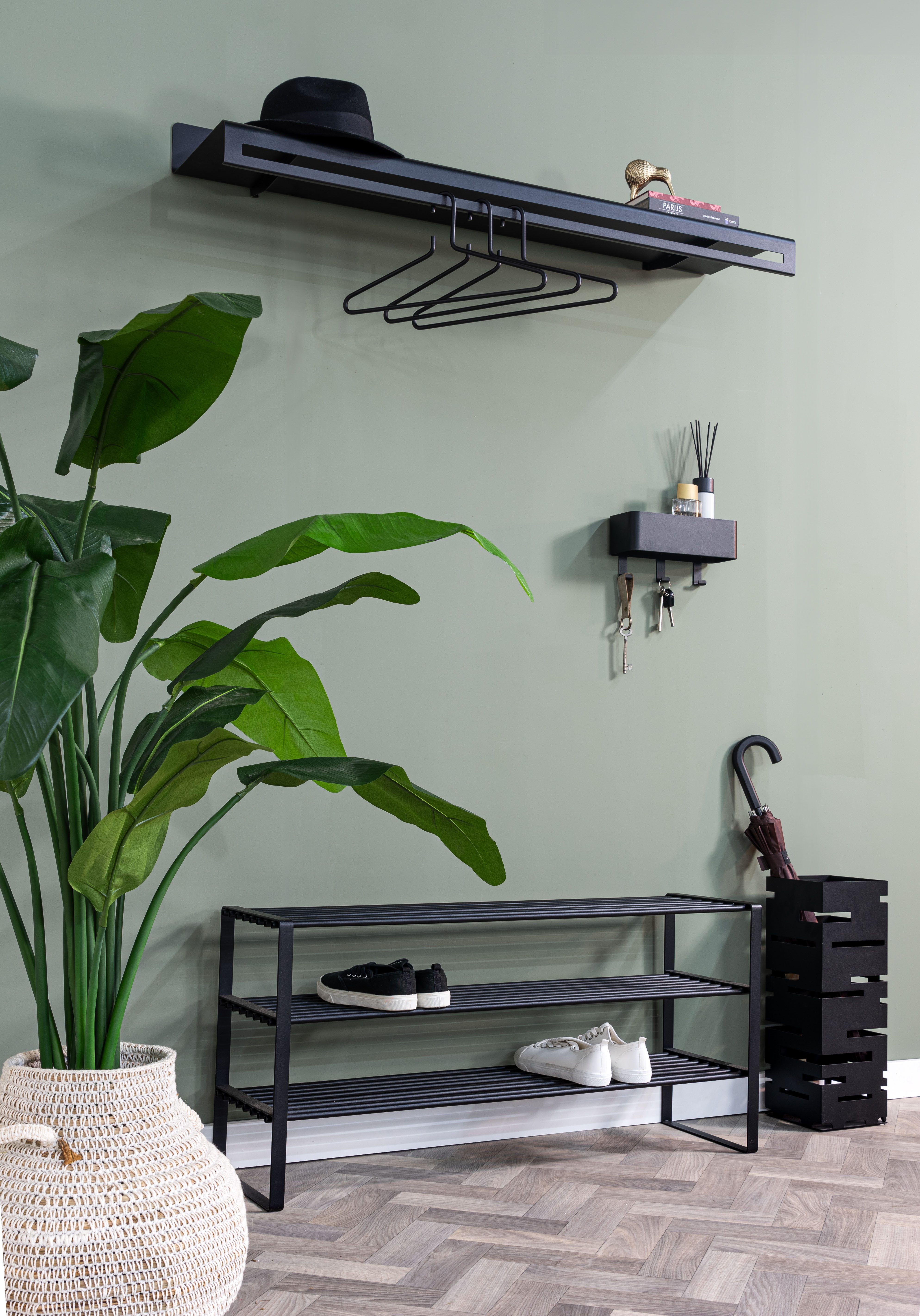 Spinder Design Garderobenleiste SWAY 120 (1 St), 2-in-1 Wandregal + Garderobe