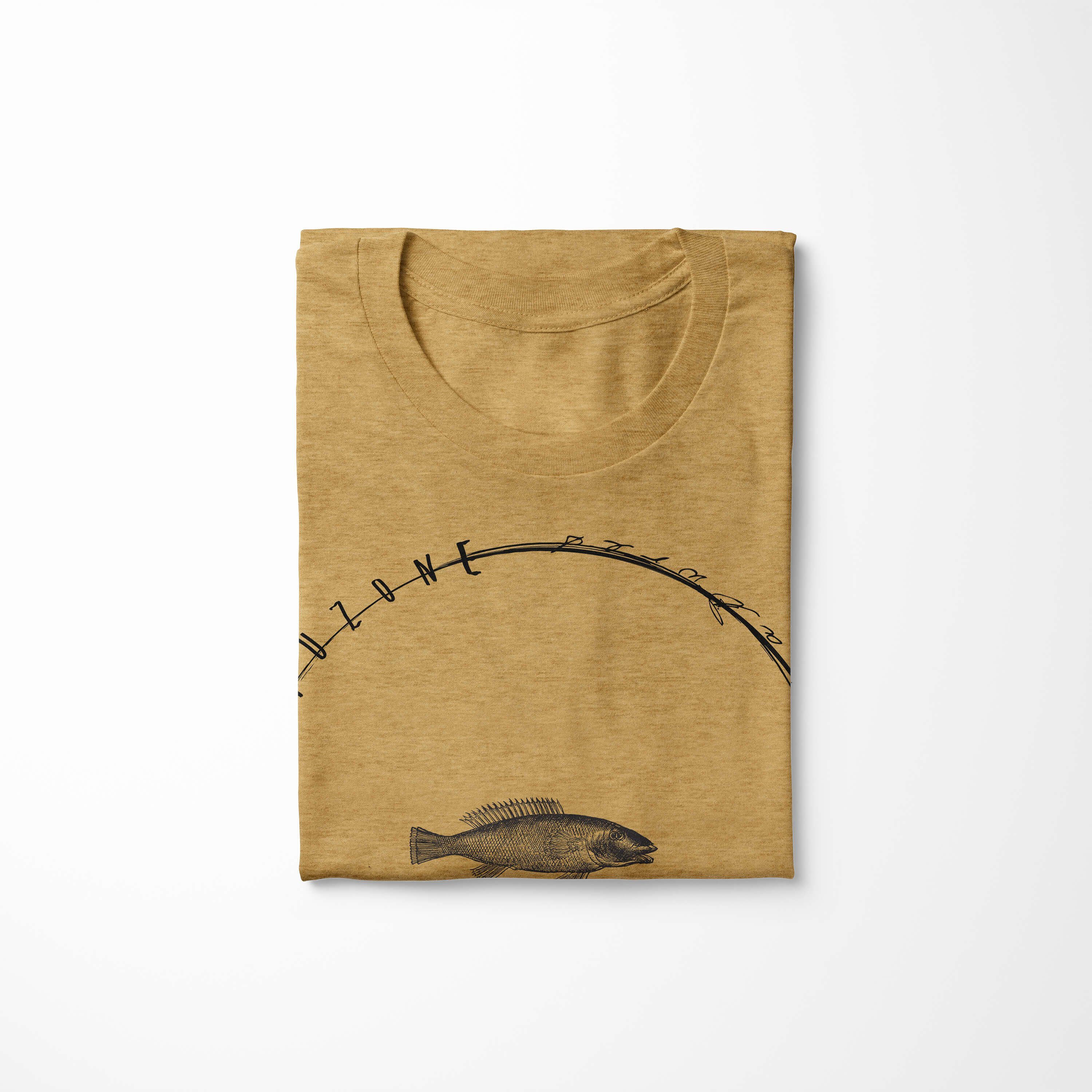 Sea Gold T-Shirt Schnitt sportlicher Sinus Sea / Struktur T-Shirt feine Serie: Art - und Fische Creatures, Tiefsee 004 Antique