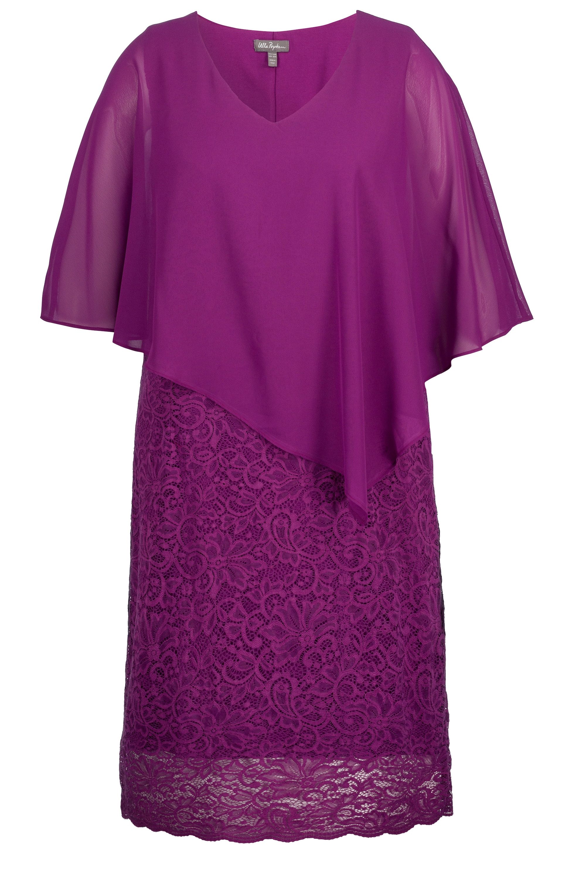 Ulla Popken Abendkleid Abendkleid Chiffon-Cape Jersey günstig online kaufen