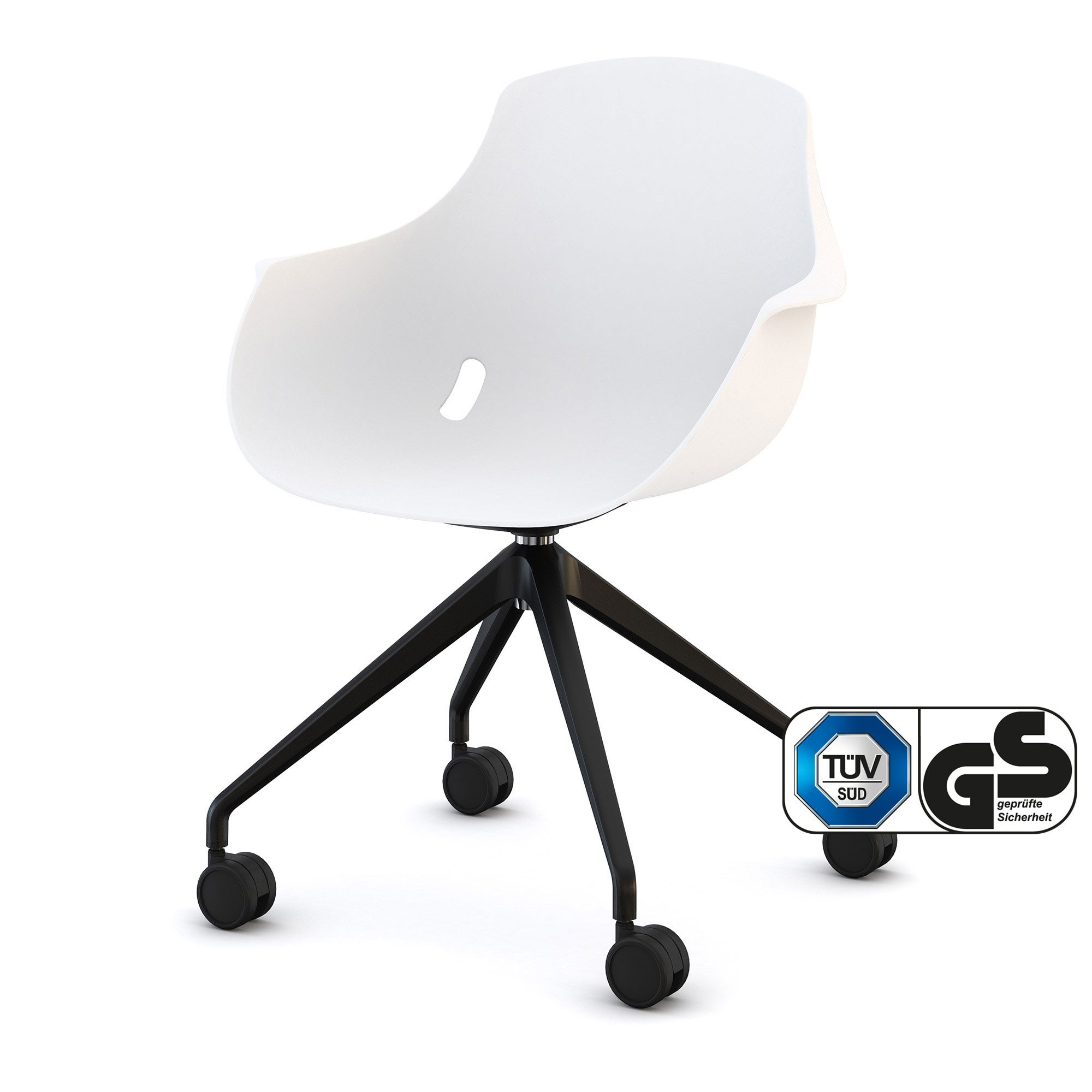 ASSMANN Büromöbel Bürostuhl Triest (360° drehbar 4 Arm- Fußkreuz Kunststoff, fertig montiert, für Büro und Homeoffice), TÜV-zertifiziert