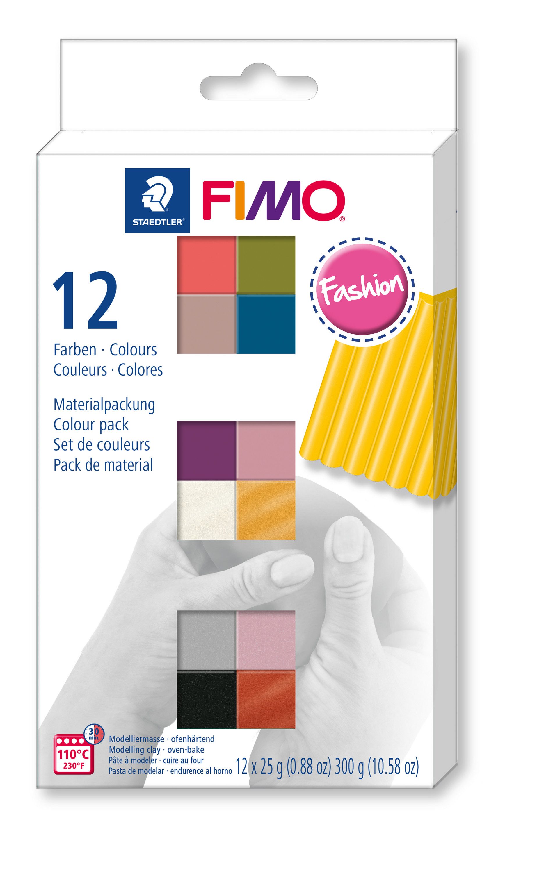 FIMO Modelliermasse Fashion, 12 Halbblöcke