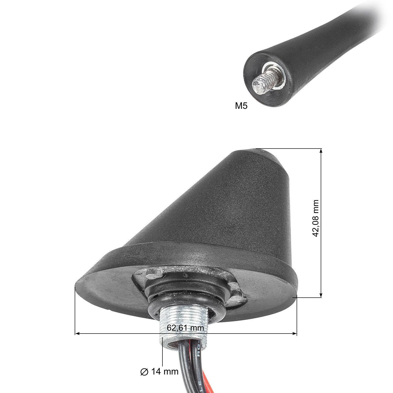 tomzz Audio DAB Antenne Auto Kombi Dach Antenne DAB+ UKW AM FM mit Verstärker SMB Autoradio-Ersatzantennenstab – Bild 2 von 5