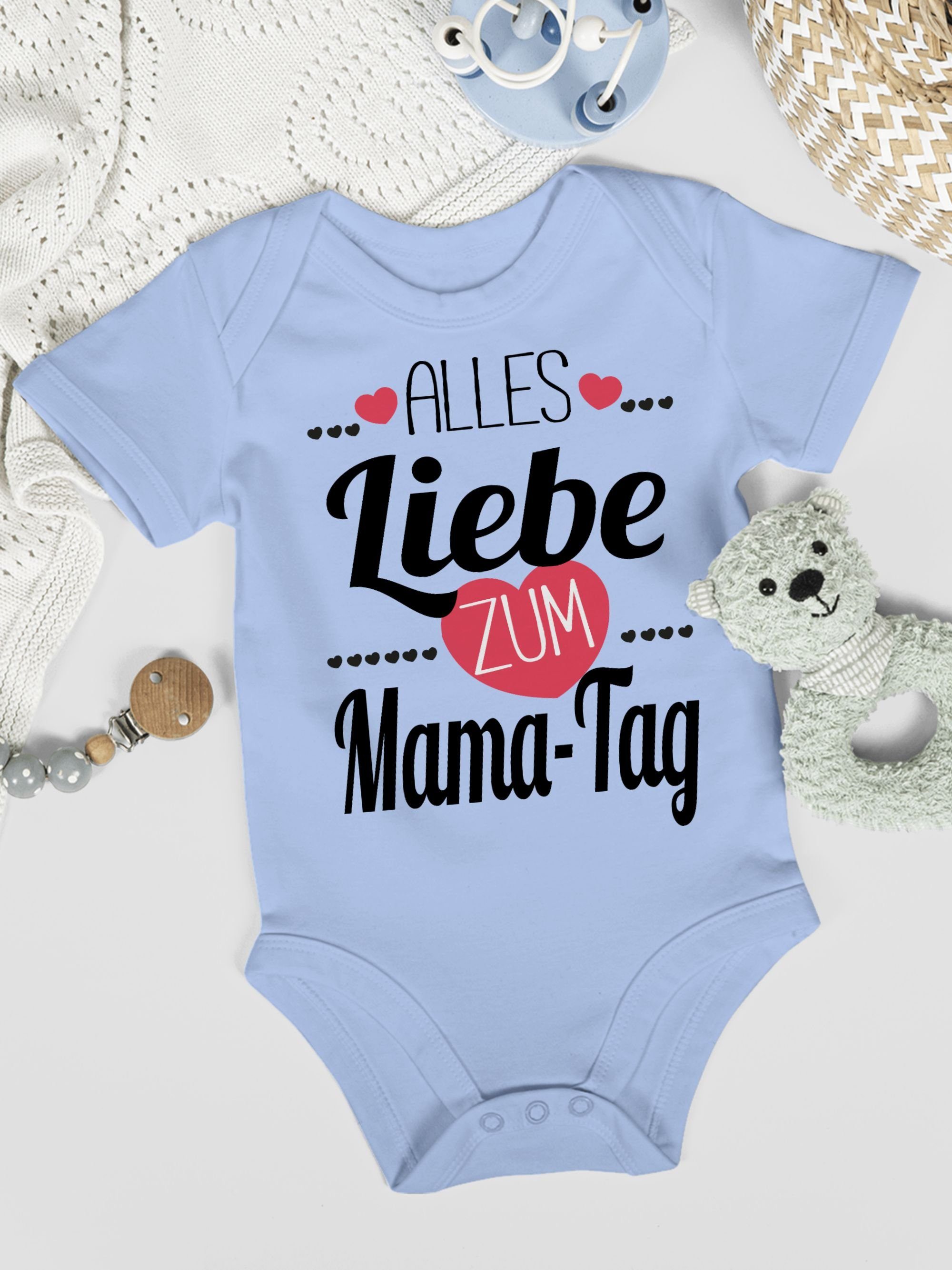 Shirtracer Alles Herzchen zum Mama-Tag 3 Muttertagsgeschenk (1-tlg) Liebe Shirtbody Babyblau