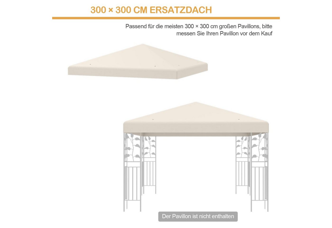 Thumbnail - COSTWAY Pavillon-Ersatzdach 3x3m, mit Ablauflöchern & Klettverschlüssen