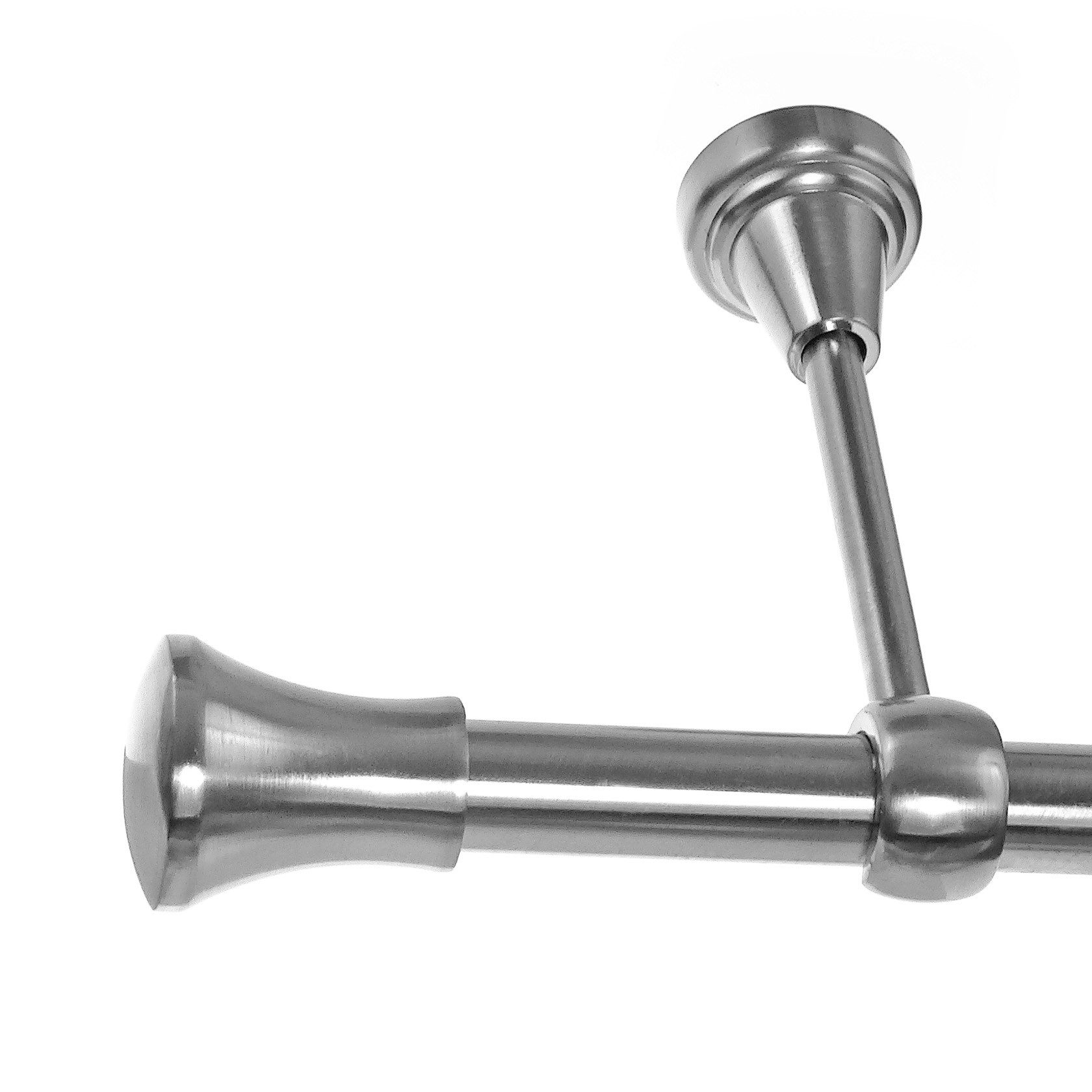BASIT Gardinenstange Edelstahloptik 19mm mit Deckenträgern 120 cm E62, Ø 19 mm, 1-läufig, verschraubt, Metall, D18 120 cm E62 Knauf