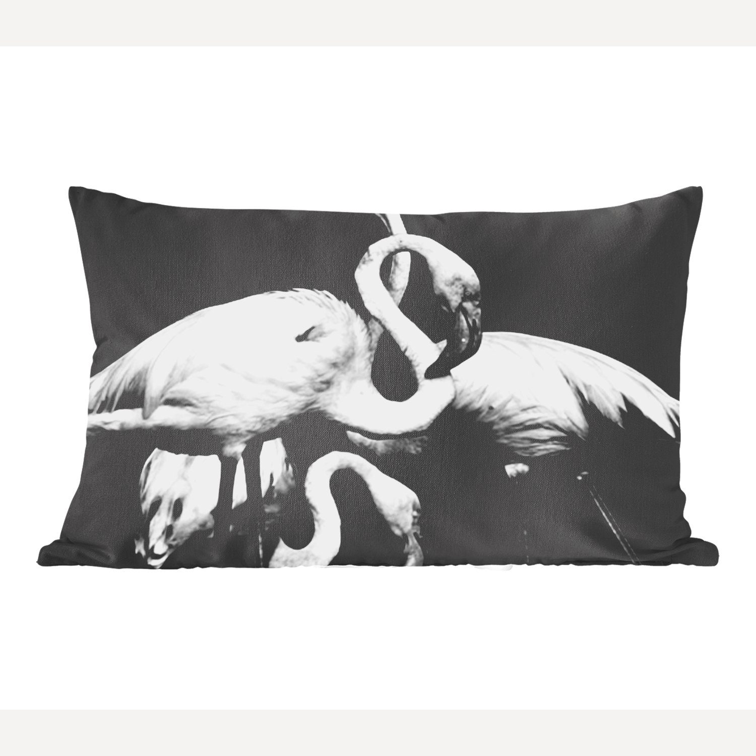 MuchoWow Dekokissen Flamingos in Schwarz und Weiß, Wohzimmer Dekoration, Zierkissen, Dekokissen mit Füllung, Schlafzimmer | Dekokissen