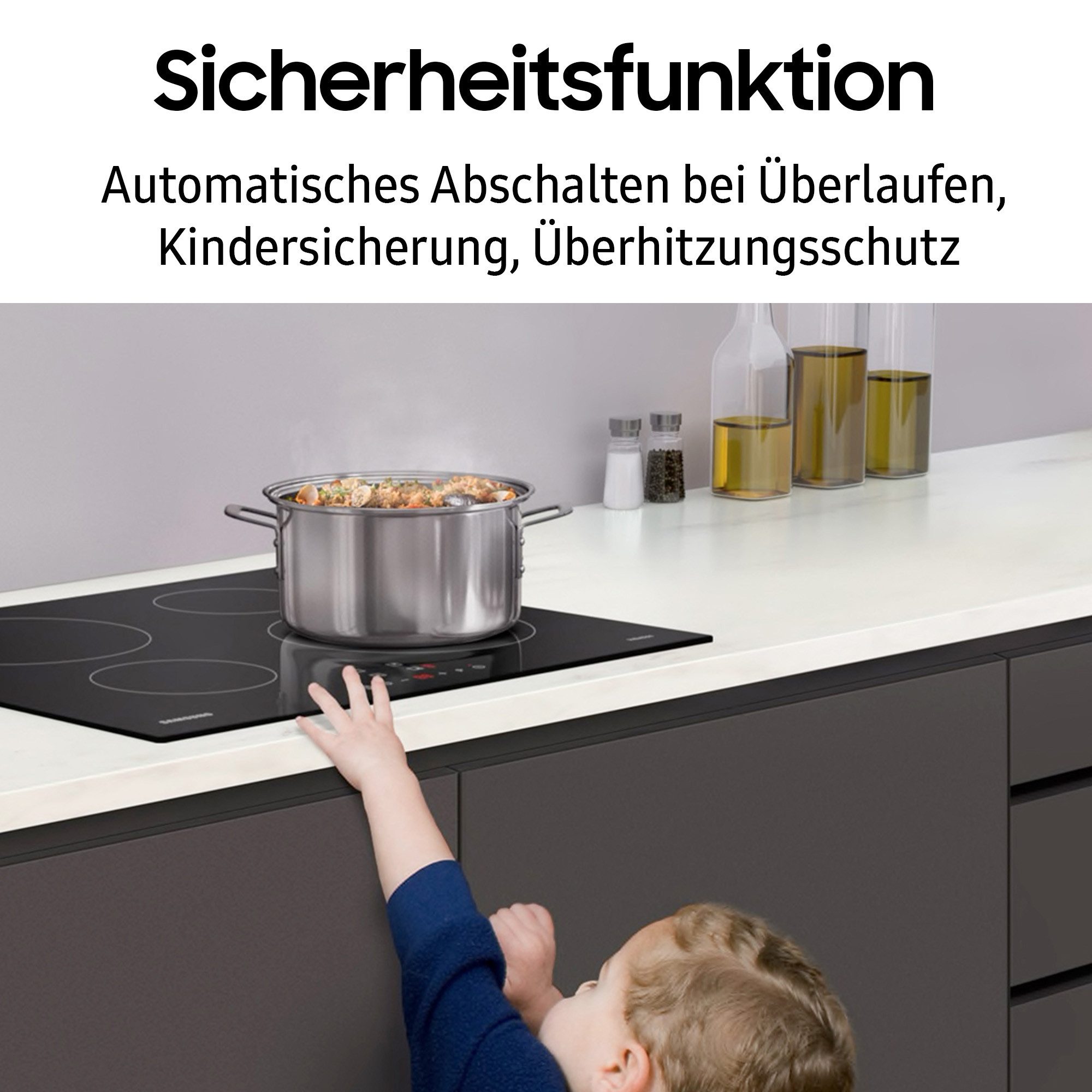 Samsung Induktions-Kochfeld NZ6000K NZ64B4015HK/U1, Höhe des Kochfelds beträgt nur 44mm & Ideal für ovale Pfannen & Töpfe – Bild 5 von 5