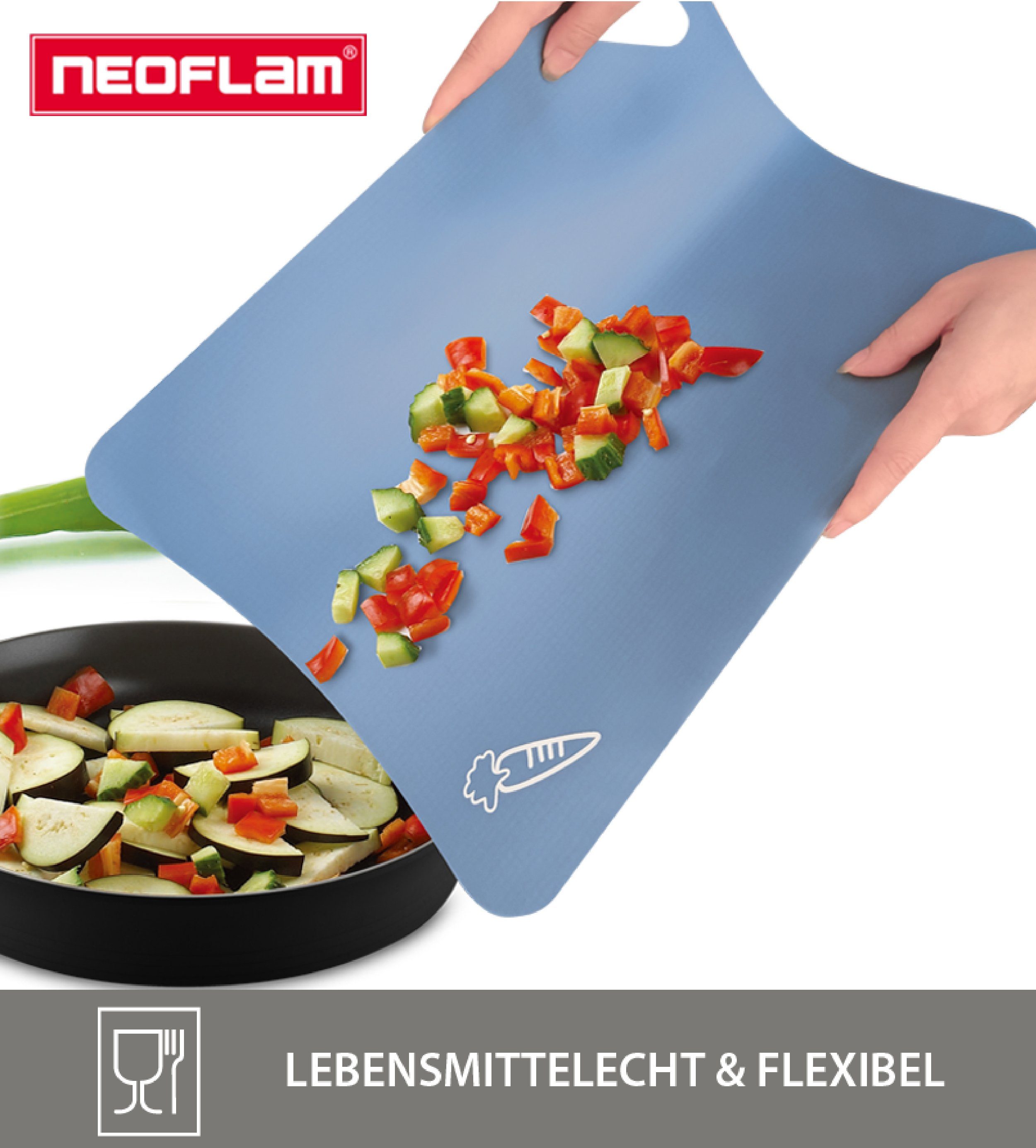 NEOFLAM® Schneidebrett (4-St) 4tlg., Flexible Schneidematten, Kunststoff