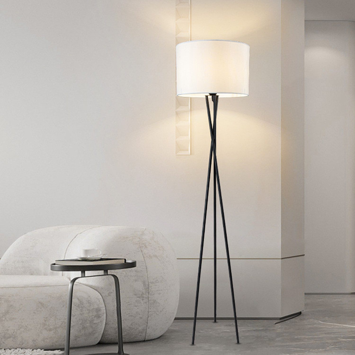 OYLCDI Stehlampe LED Stehlampe dimmbar Wohnzimmer Leselampe schwarz Standleuchte, 9W LED-Leuchtmittel,Stehlampe, Stehleuchte 165cm, mit Fußschalter, Leuchtmitte – Bild 3 von 5