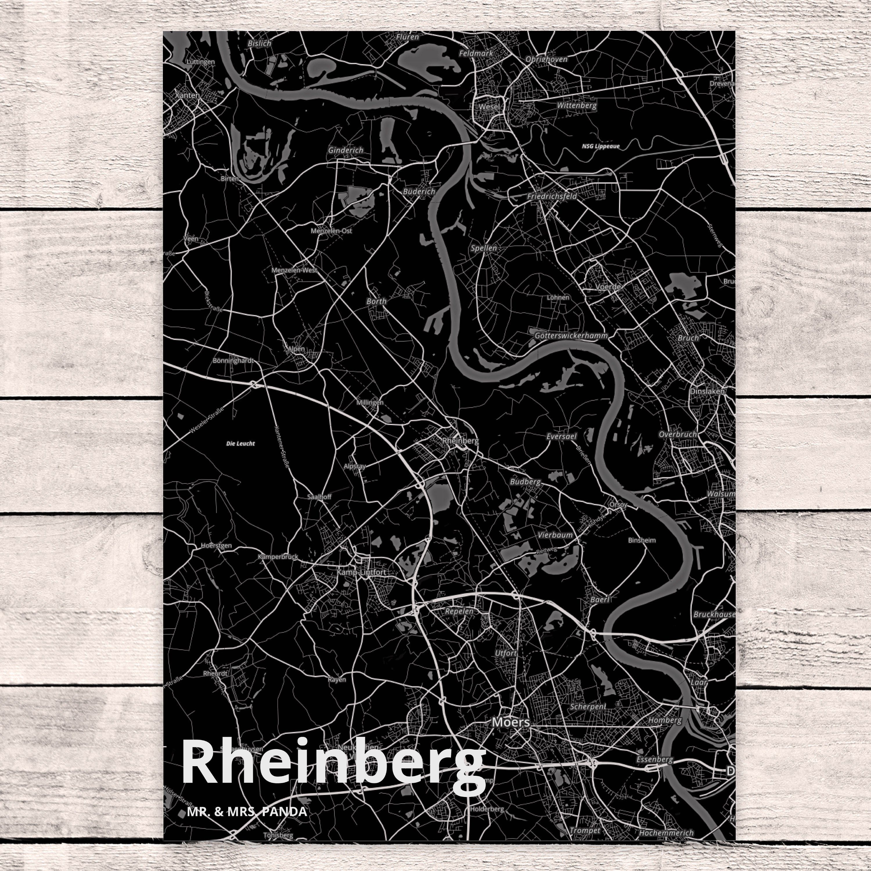 Mrs. Stadt Landkarte & Panda Geschenk, Dorf Mr. Rheinberg - Dankeskarte, Karte Stadt, Postkarte