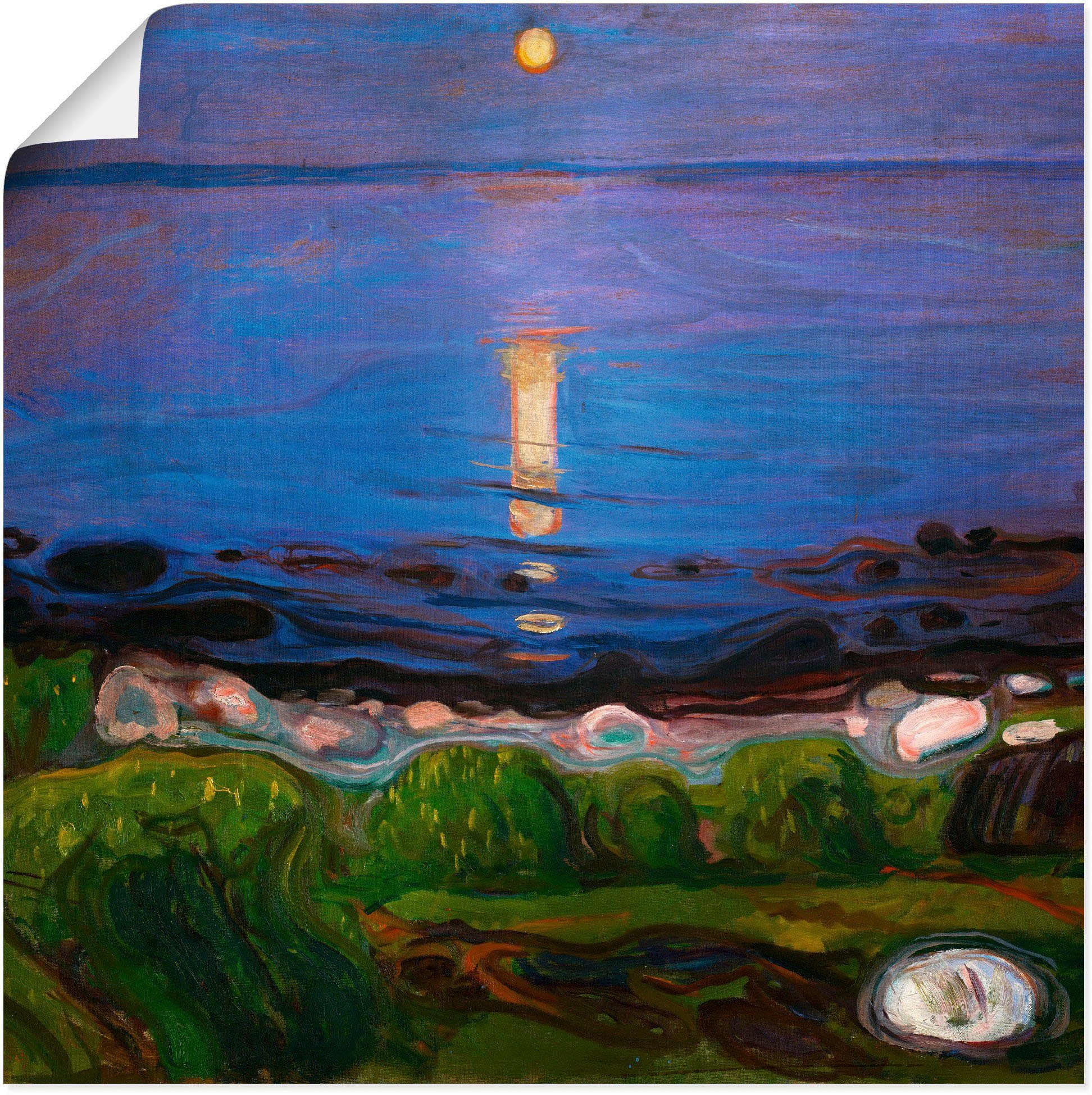 Sommernacht (1 Alubild, Poster Meeresstrand., Leinwandbild, Gewässer St), als versch. oder in Artland Wandaufkleber Wandbild Größen am