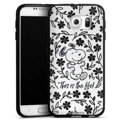 DeinDesign Handyhülle »Peanuts Blumen Snoopy Snoopy Black and White This Is The Life«, Samsung Galaxy S6 Silikon Hülle Bumper Case Handy Schutzhülle