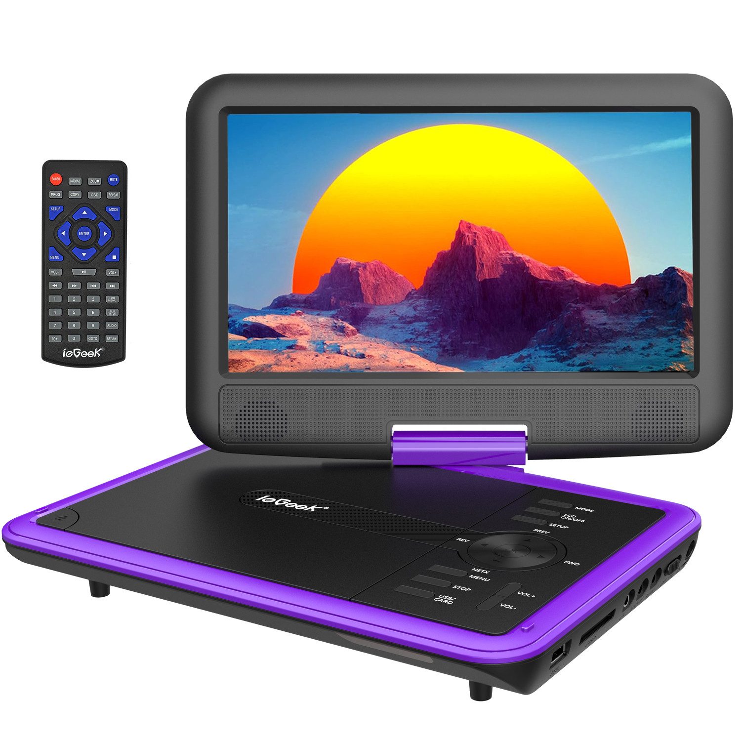 TWUFY 11,5" Tragbarer DVD-Player mit 9,5" HD-Schwenkbildschirm Portabler DVD-Player (6 Stunden Akkulaufzeit, Sync-TV/USB/TF-Karte-Unterstützung)