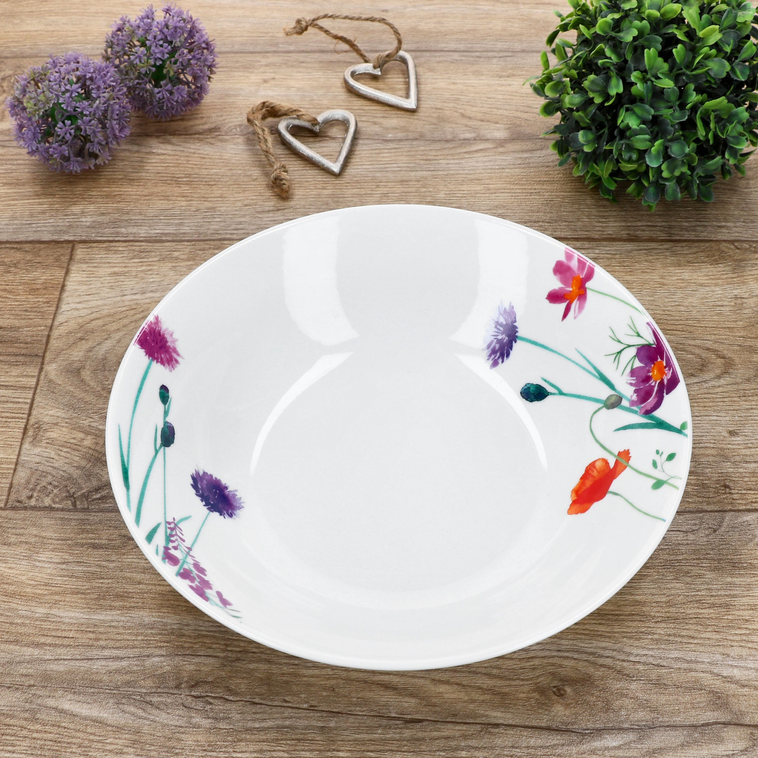 MamboCat Servierschale 2x Marie Servierschale Ø23cm 1L Porzellan Blumen Suppen-Schüssel, Porzellan