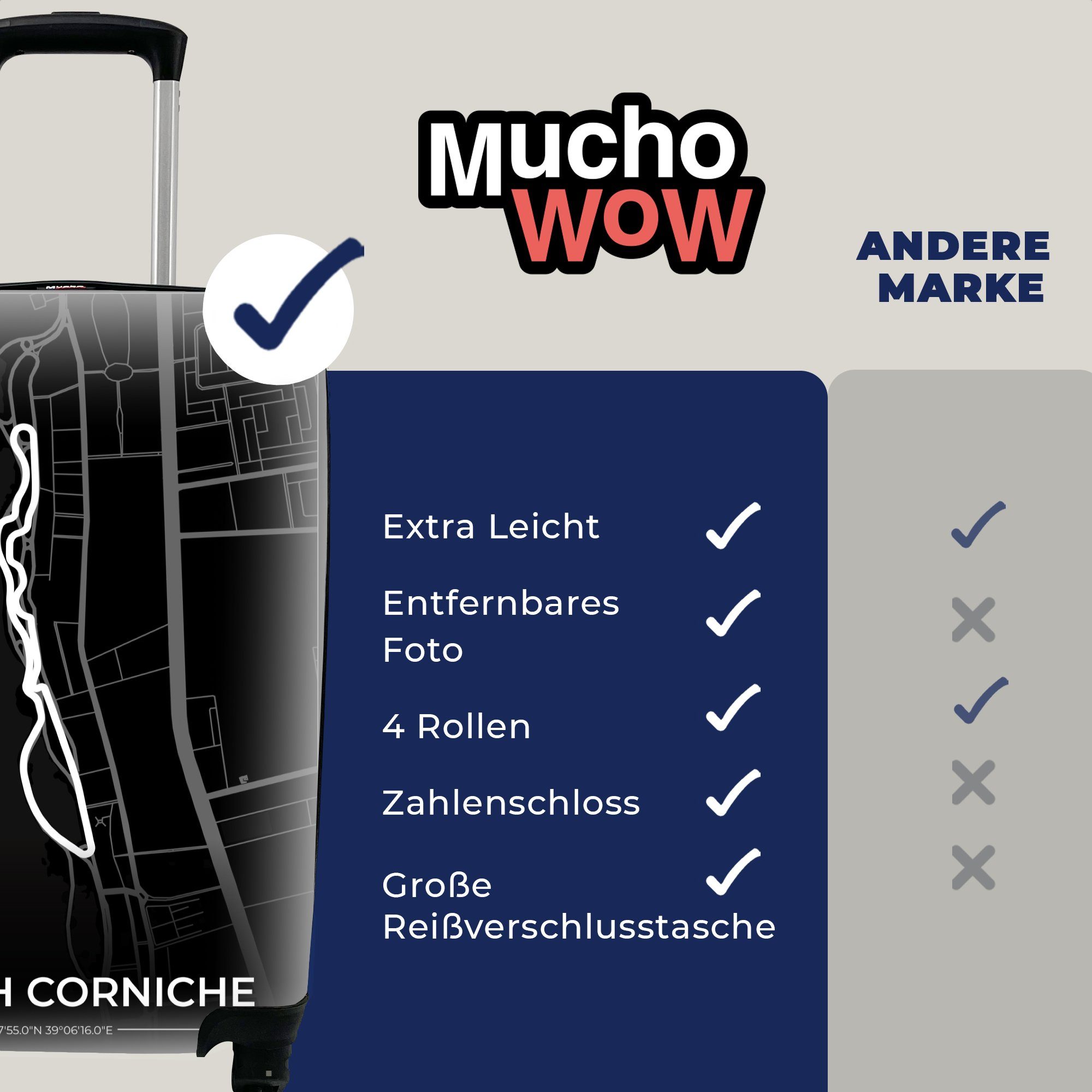 - für mit MuchoWow Handgepäckkoffer Reisekoffer - Handgepäck Ferien, 4 1 Rennstrecke Corniche, Formel Saudi-Arabien - Sport Rollen, rollen, - Trolley, Jeddah Reisetasche