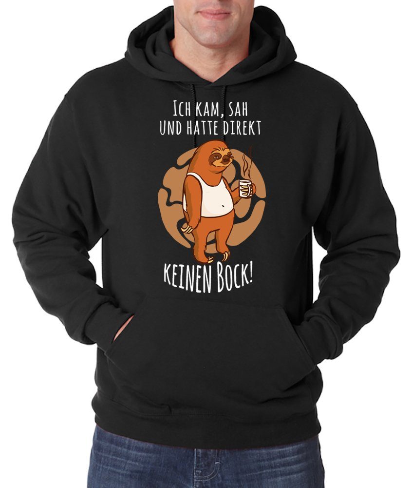 Youth Designz Kapuzenpullover ICH KAM SAH UND HATTE DIREKT KEINEN BOCK! Herren Hoodie Pullover mit lustigem Faultier Frontdruck