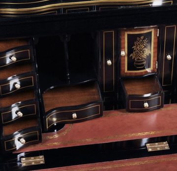Casa Padrino Schreibtisch Luxus Barock Schreibtisch Schrank im chinesischen Stil Schwarz / Gold 104 x 58 x H. 238 cm - Prunkvoller Massivholz Büroschrank - Edle Barock Büromöbel