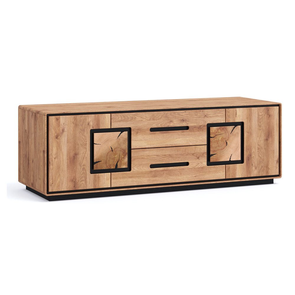 Lomadox Lowboard WOODBRIDGE-69, in Eiche massiv geölt, 166 cm breit, Hirnholz, montiert