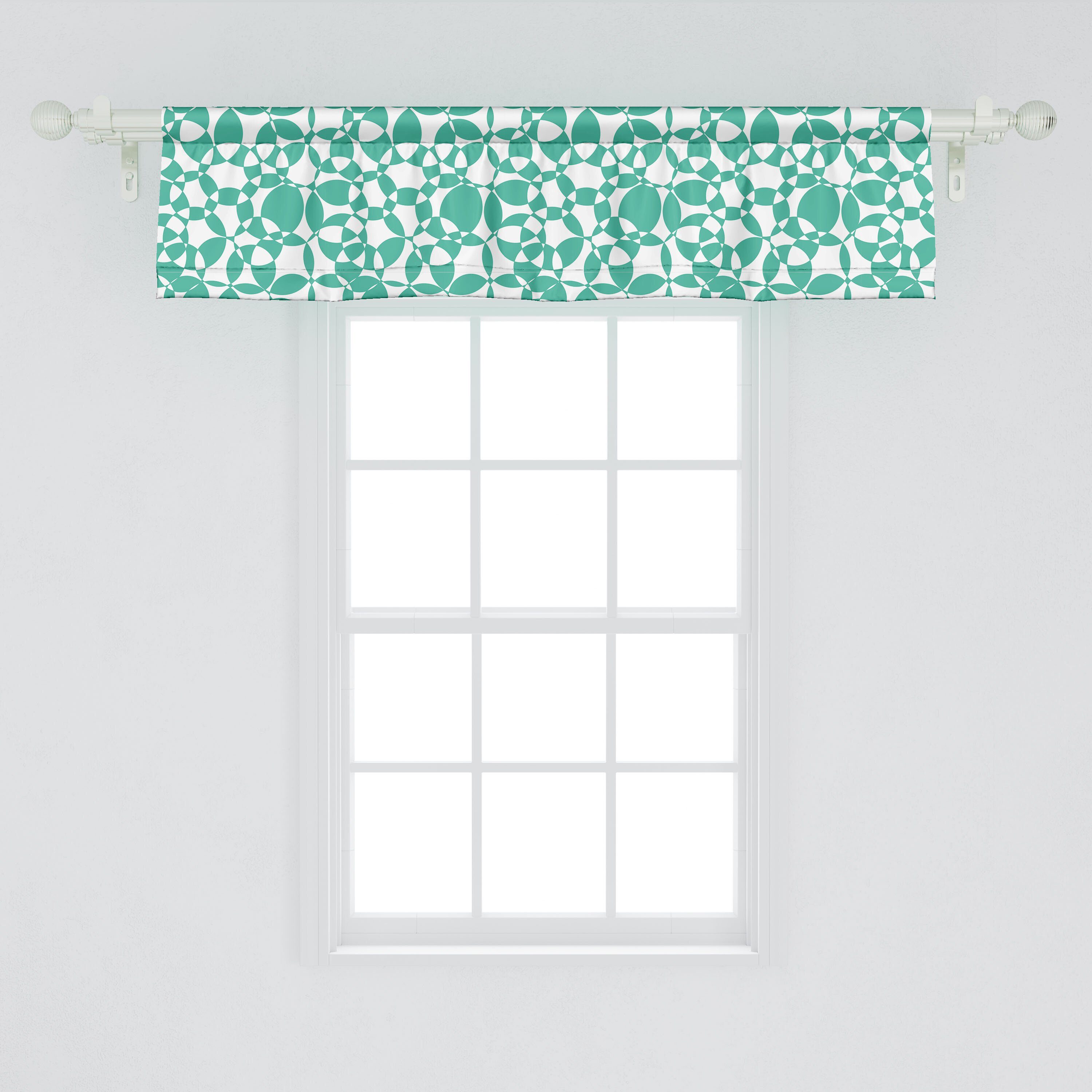Overlap Küche Scheibengardine Vorhang mit Schlafzimmer Abakuhaus, Volant Stangentasche, für Abstrakt Microfaser, Dekor Kreis-Kunst moderne