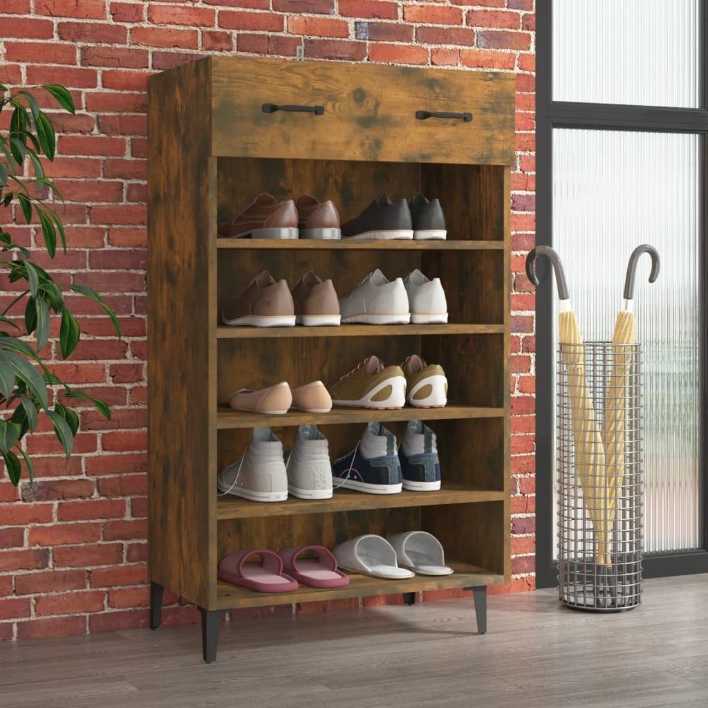 furnicato Schuhschrank Räuchereiche 60x35x105 cm Holzwerkstoff