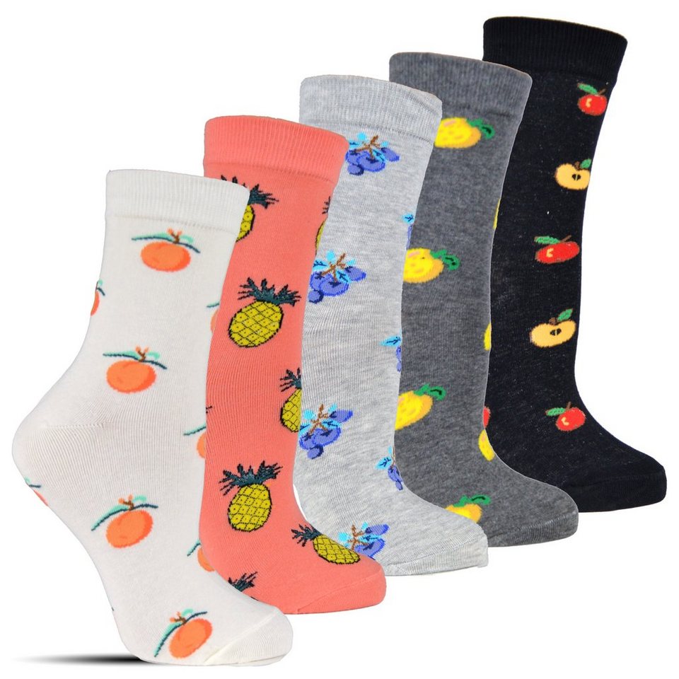 Socked Freizeitsocken bunte Damensocken (10-Paar) bunte lustige Motive,  Frauensocken